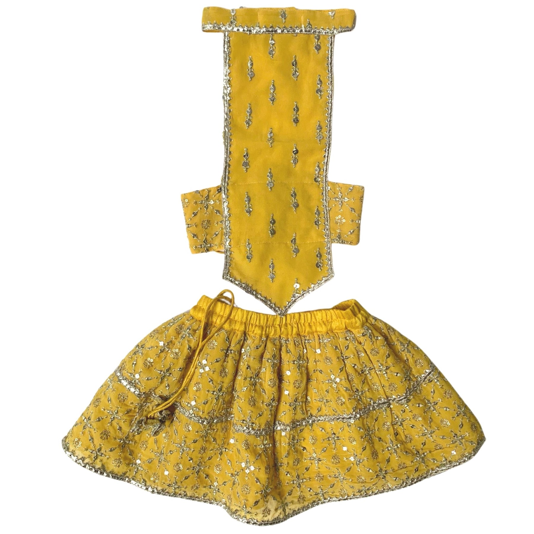 YELLOW FESTIVE DOG LEHENGA