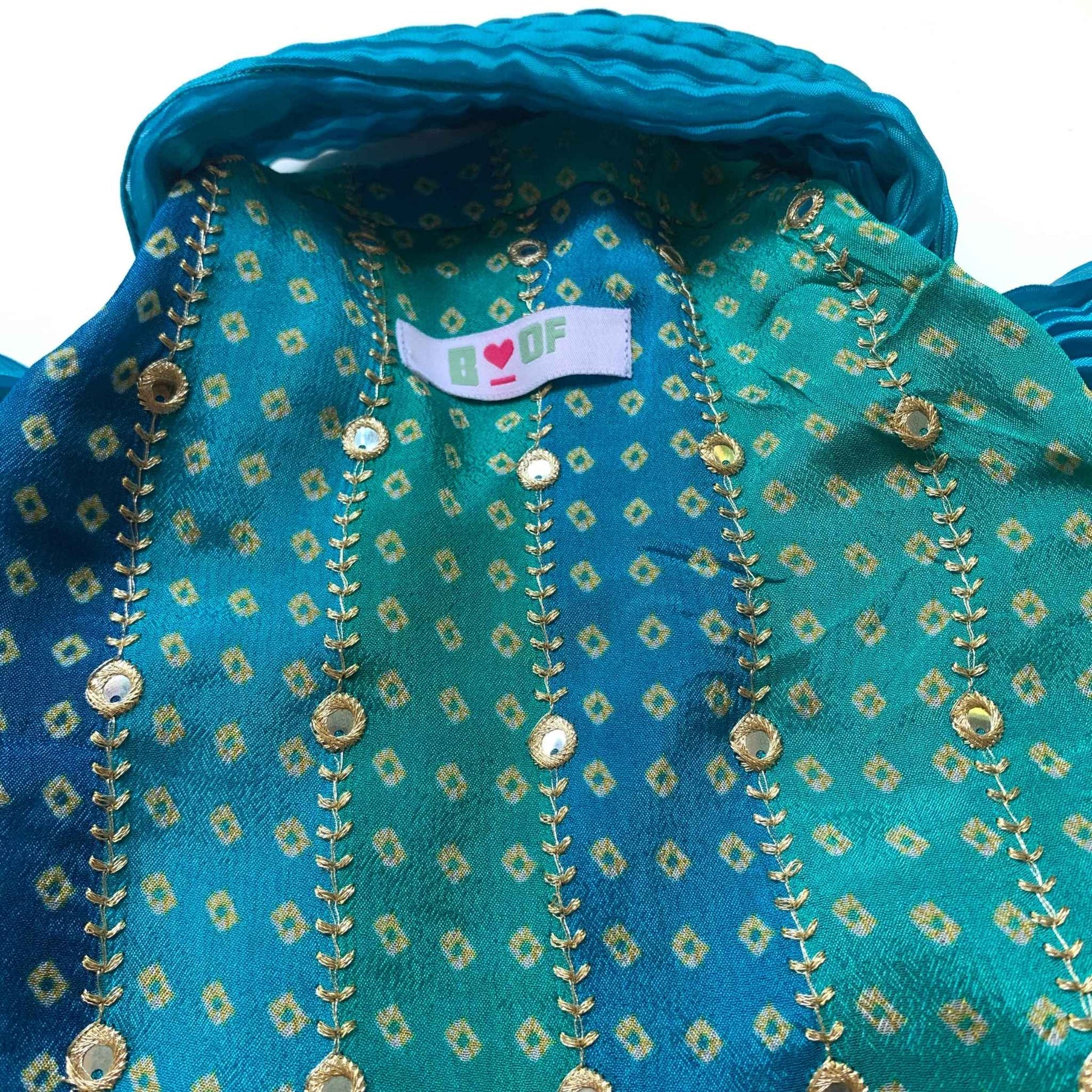 BLUE MIRROR DROP DOG KURTA