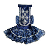 BLUE BANDHANI SILVER EMBELLISHED LEHENGA FOR DOGS AND CATS