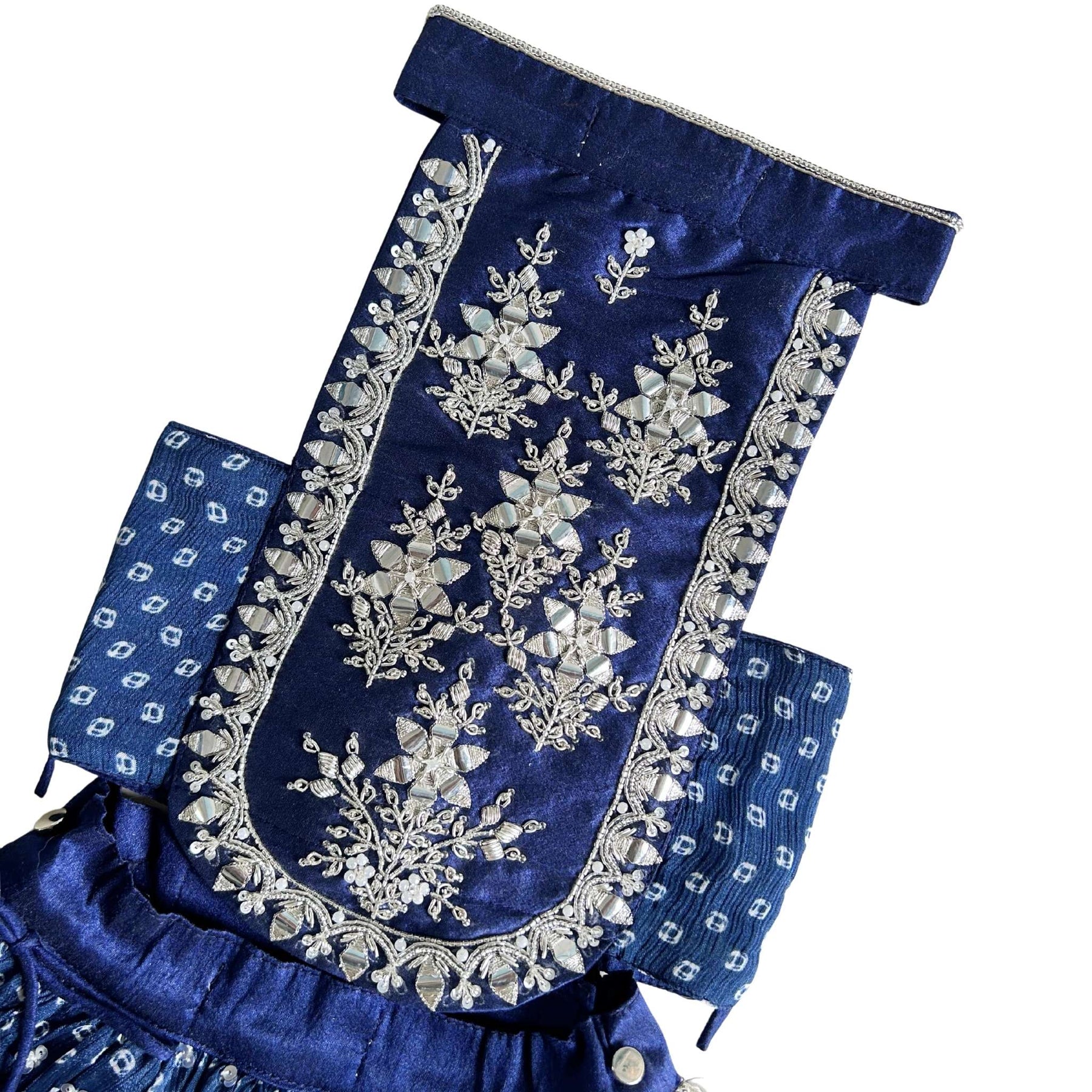 BLUE BANDHANI SILVER EMBELLISHED LEHENGA FOR DOGS AND CATS