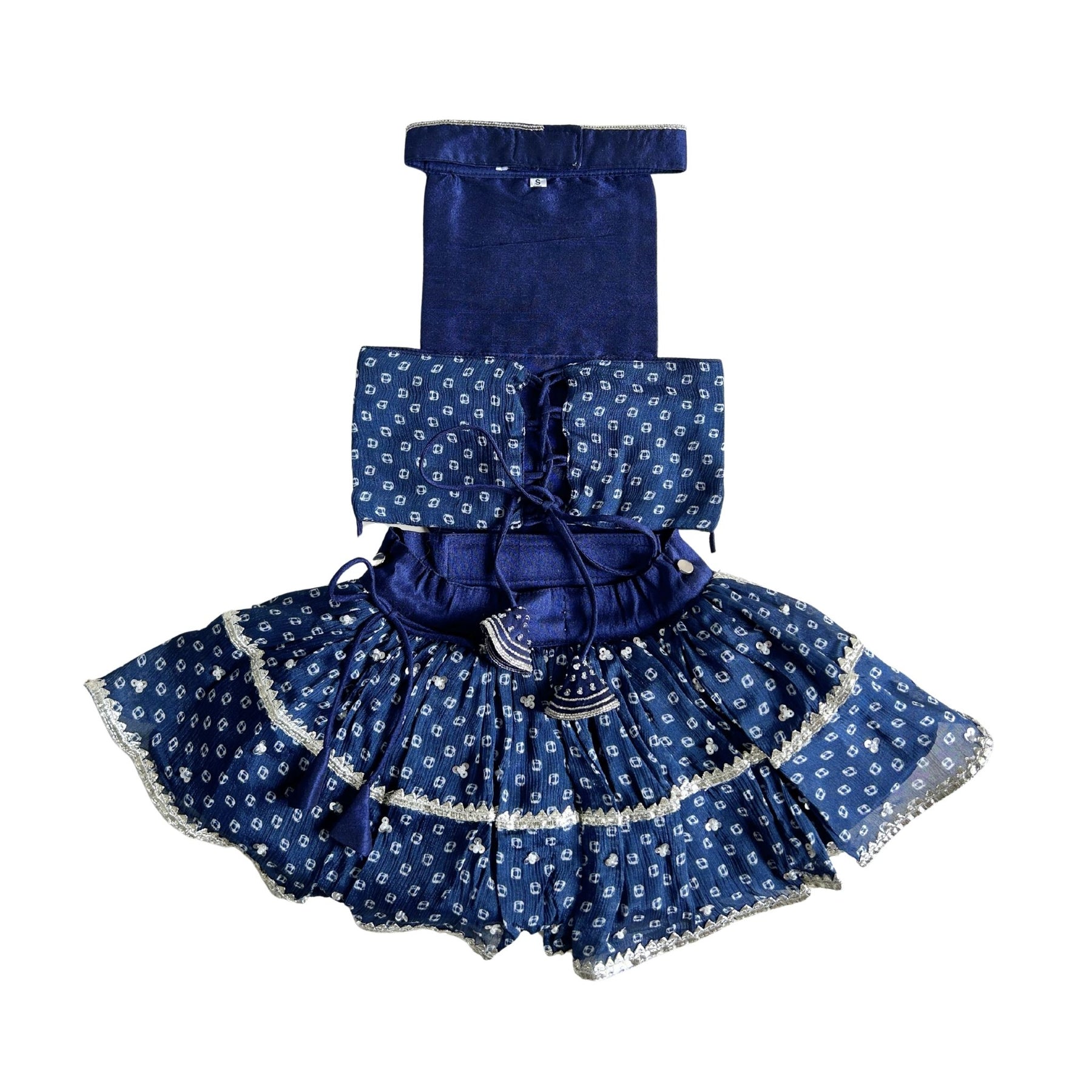 BLUE BANDHANI SILVER EMBELLISHED LEHENGA FOR DOGS AND CATS