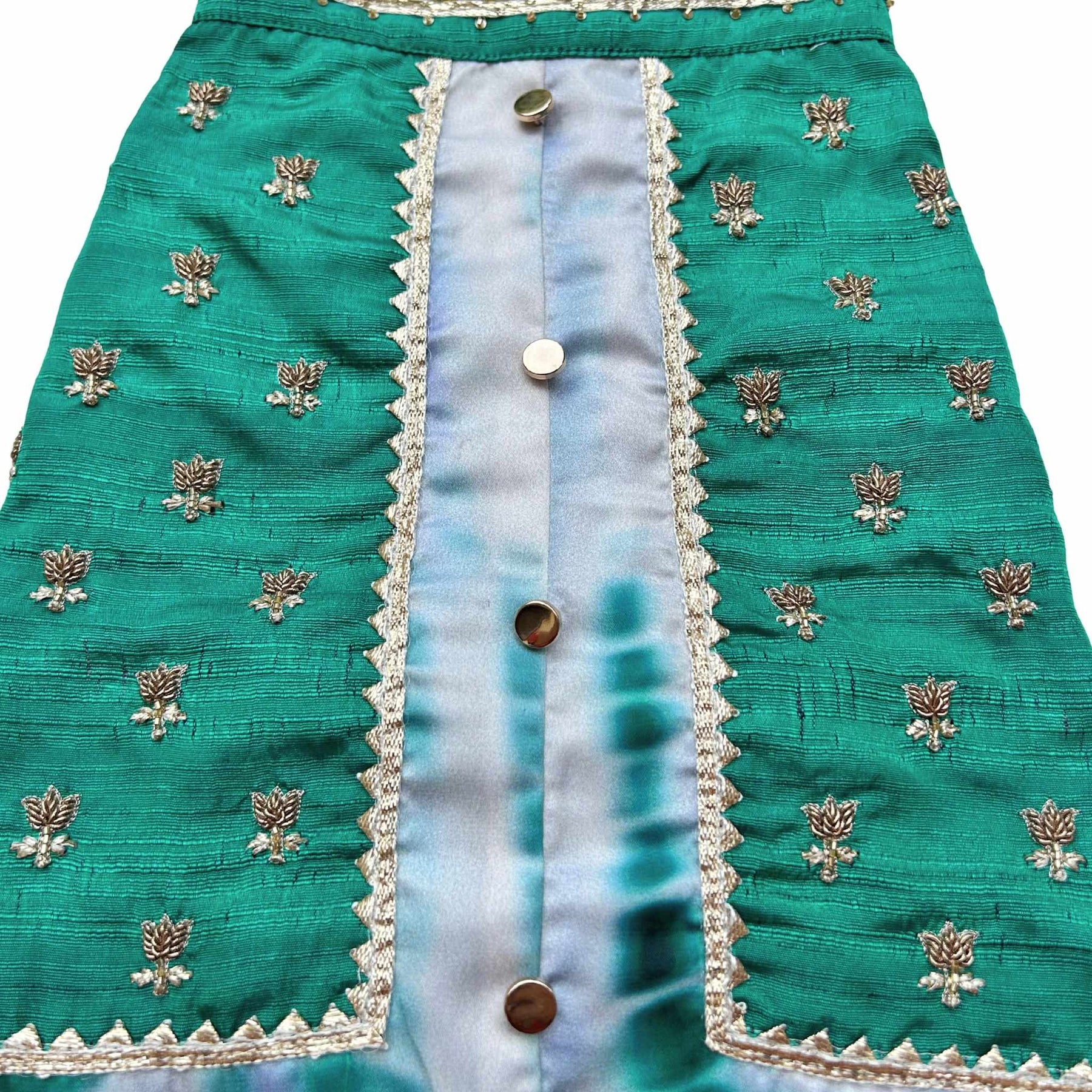 GREEN TIE & DYE BUTI WAISTCOAT STYLE KURTA FOR DOGS AND CATS