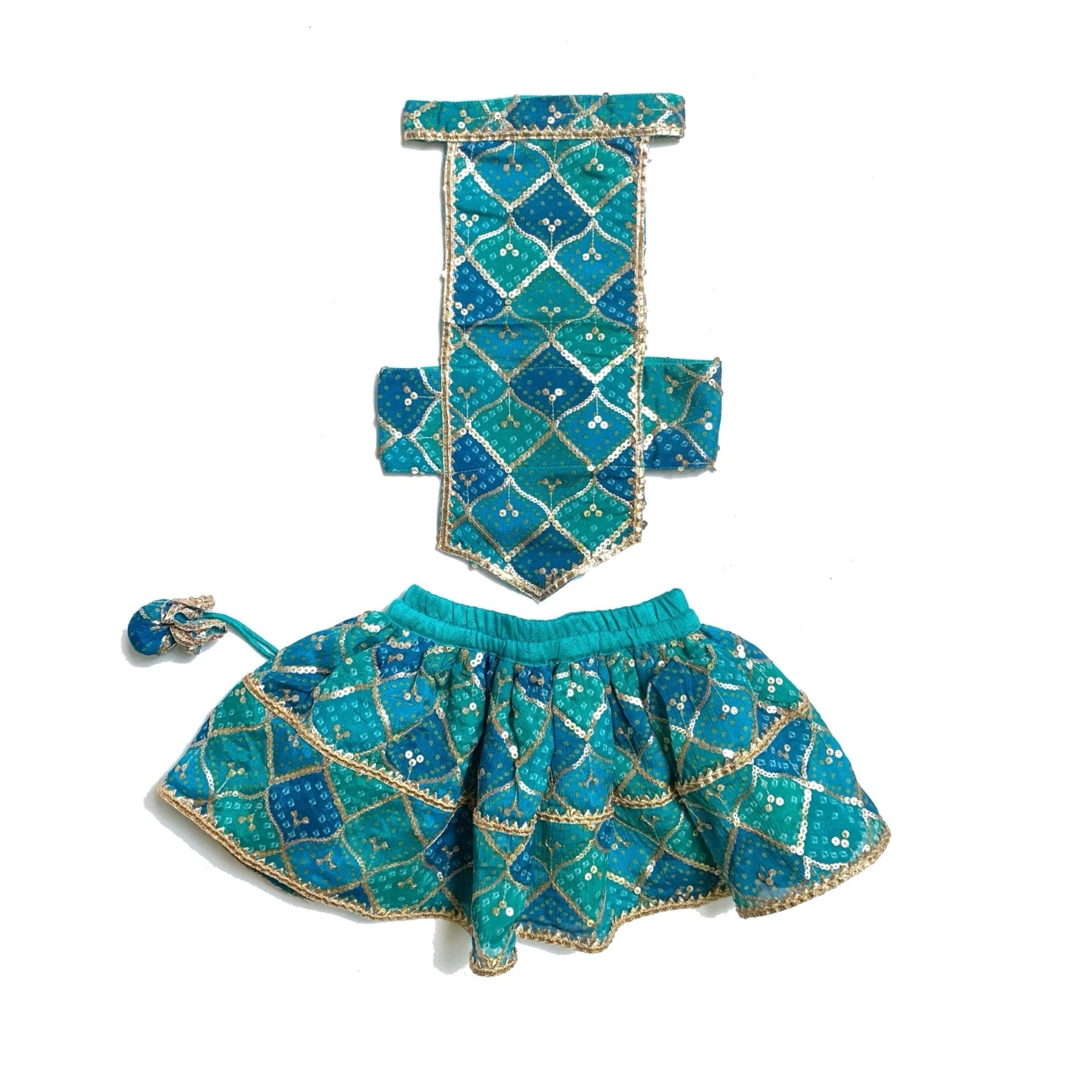 TURQUOISE LEHENGA + HEART RAKHI FOR DOGS AND CATS