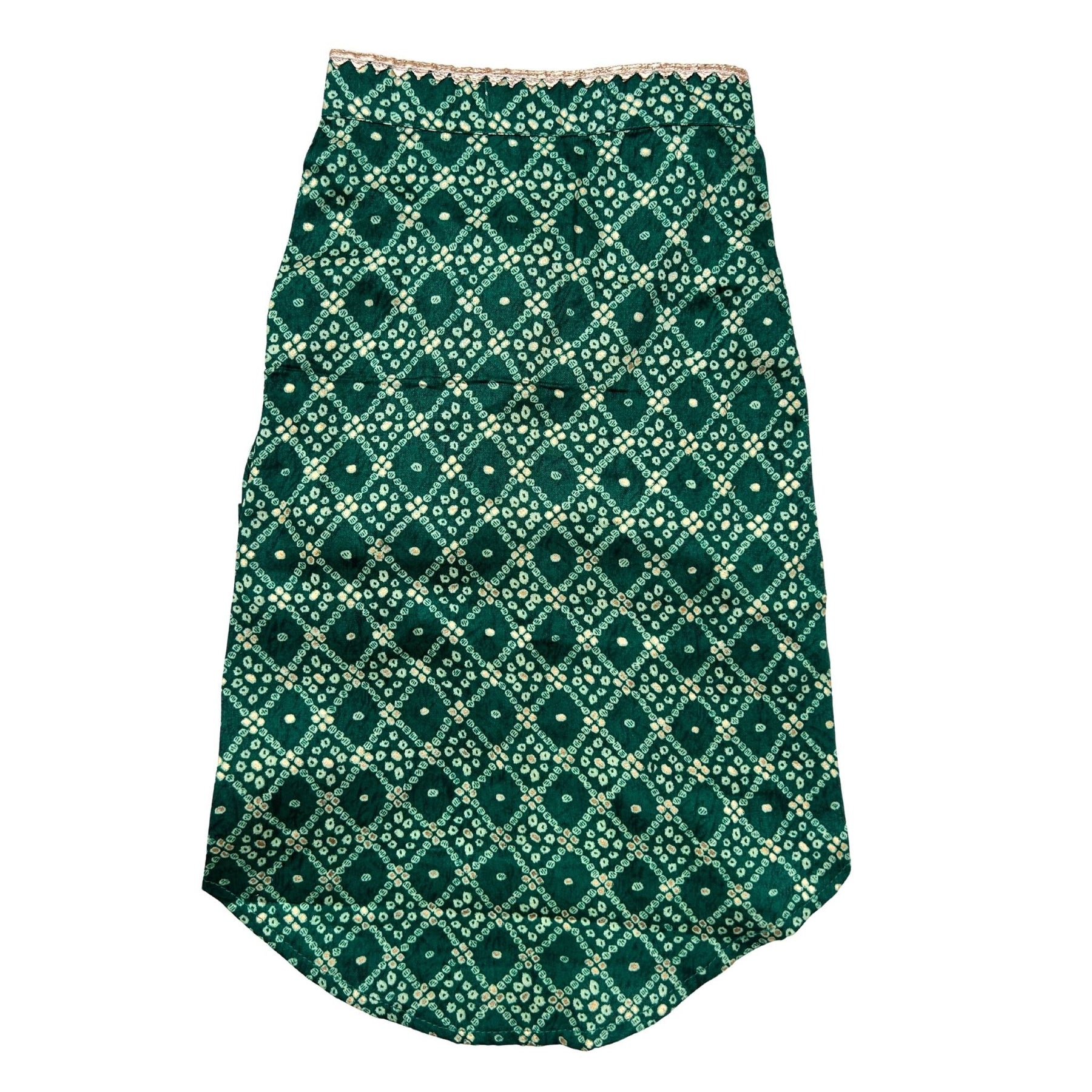 GREEN BANDHANI COTTON KURTA + BONE RAKHI FOR DOGS AND CATS