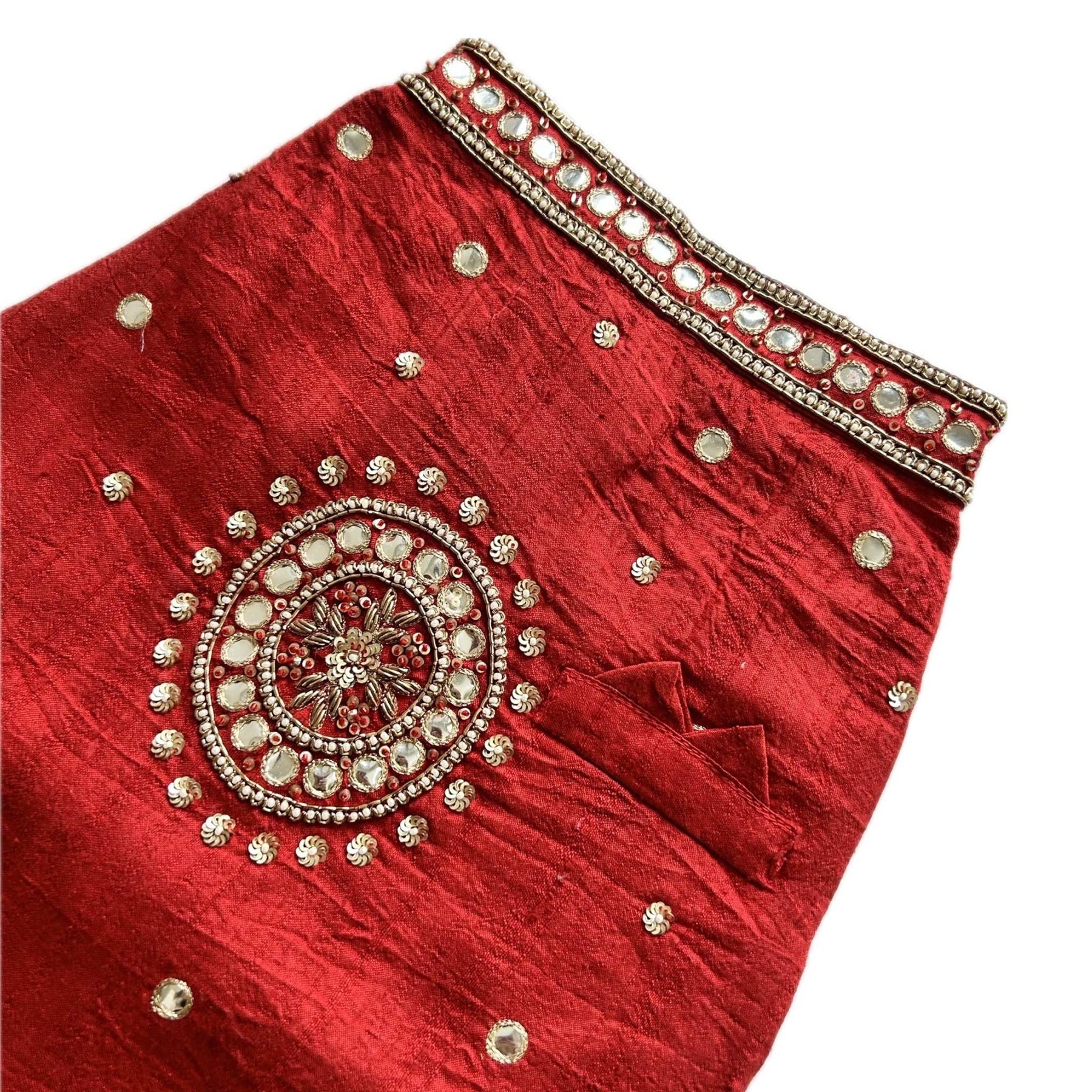 HAND EMBROIDERED MIRROR WORK RED DOG SHERWANI