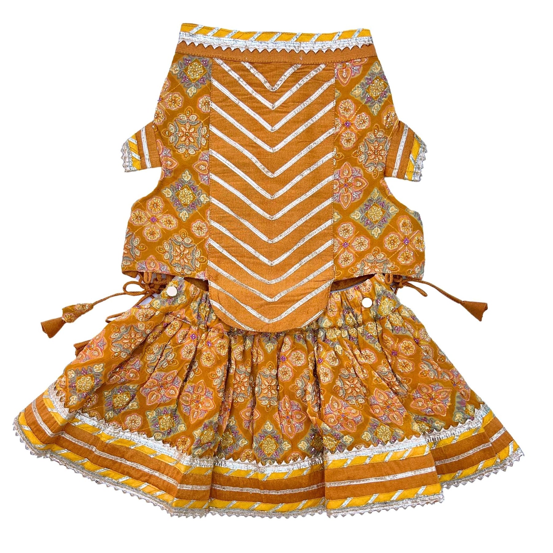 MUSTARD YELLOW PATIALA MOTIF DOG LEHENGA