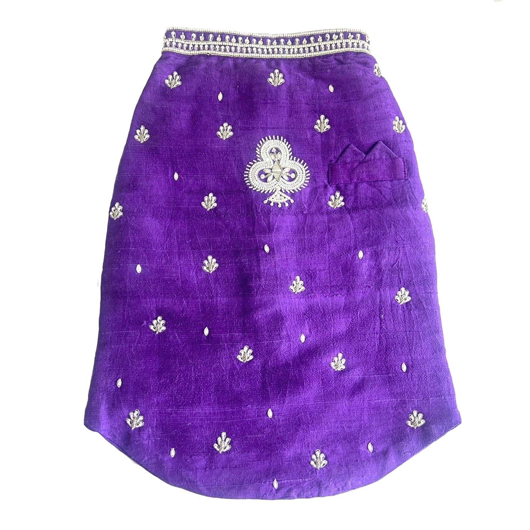 PURPLE WHITE PATTA HAND EMBROIDERED DOG SHERWANI