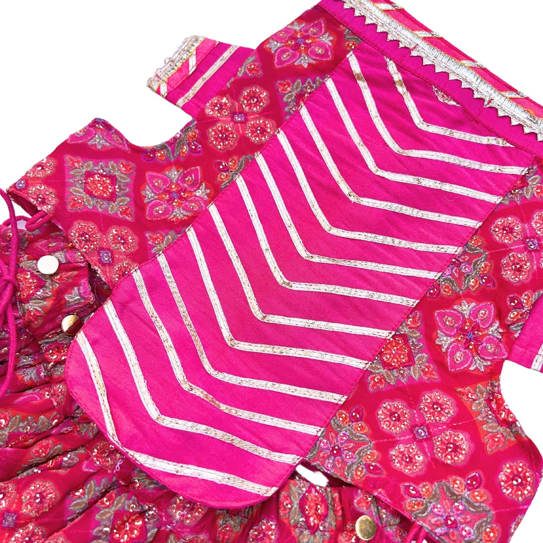 MAGENTA PINK PATIALA MOTIF DOG LEHENGA