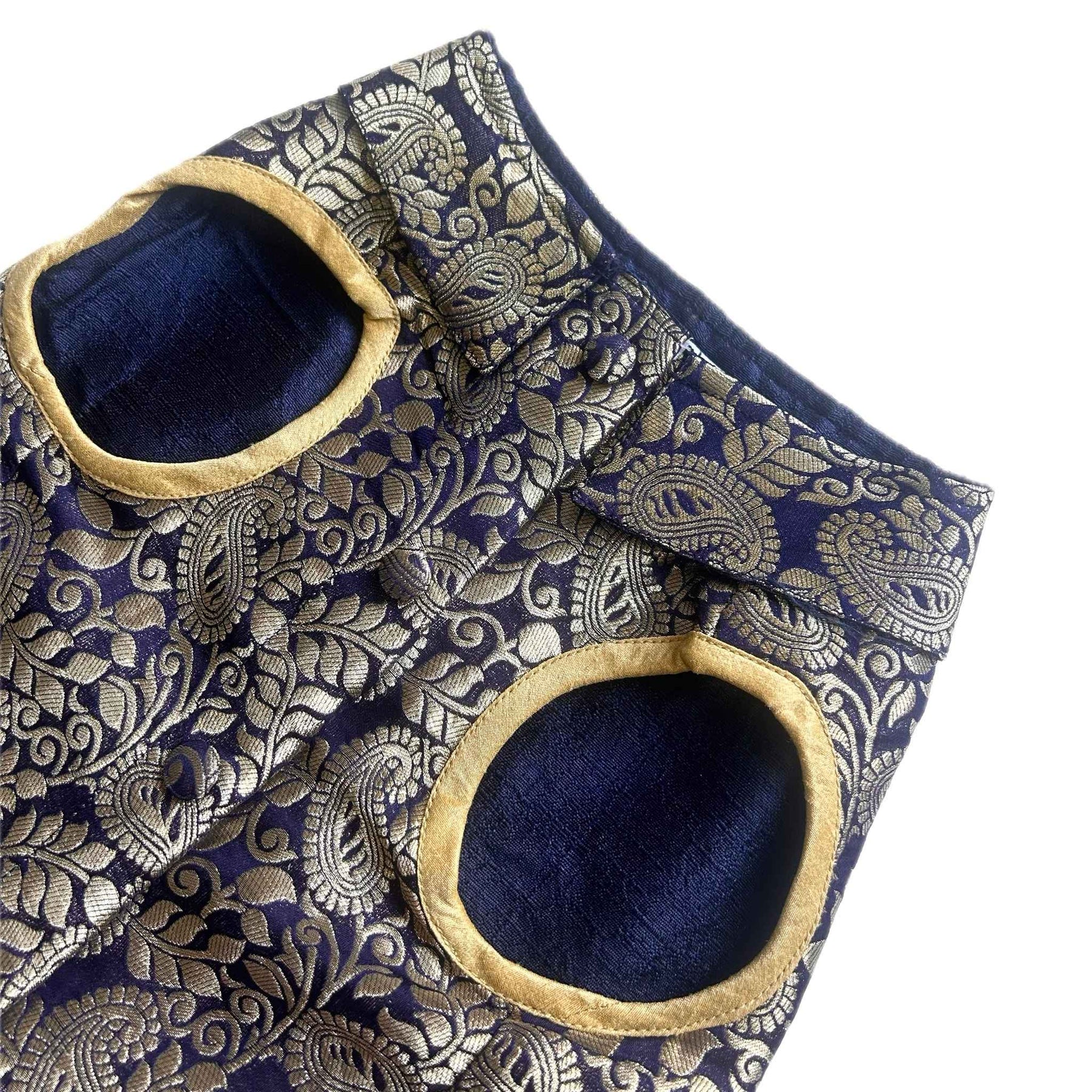 NAVY GOLD PAISLEY BROCADE DOG WAISTCOAT