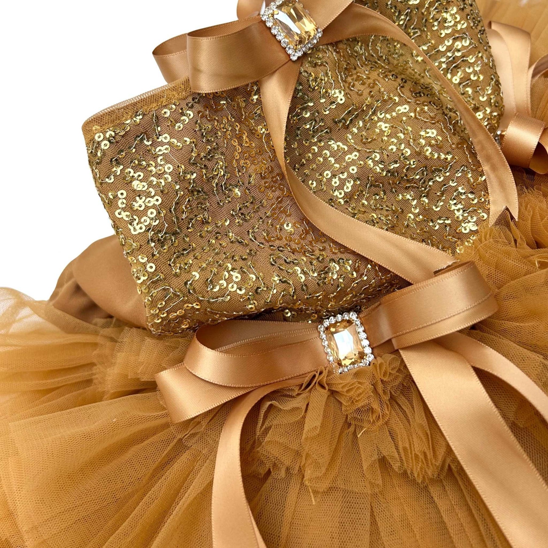 GOLD SEQUINS GEMSTONE DOG DRESS