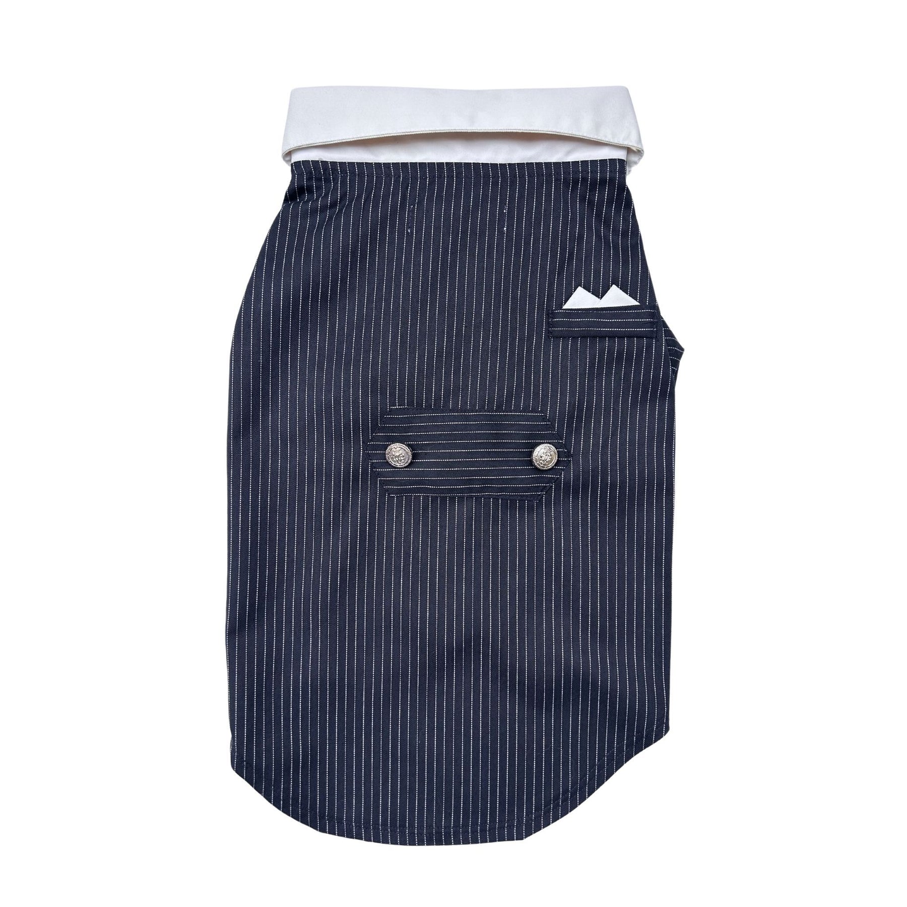 NAVY BLUE STRIPES DOG TUXEDO