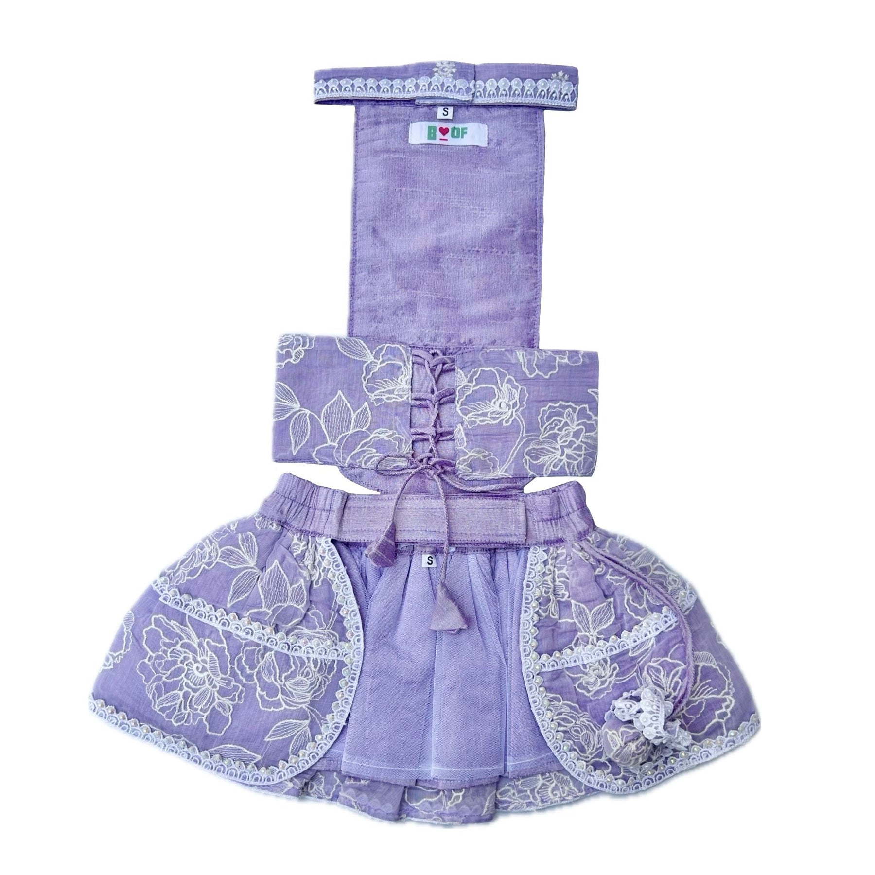 LAVENDER OFF-WHITE EMBROIDERY DOG LEHENGA