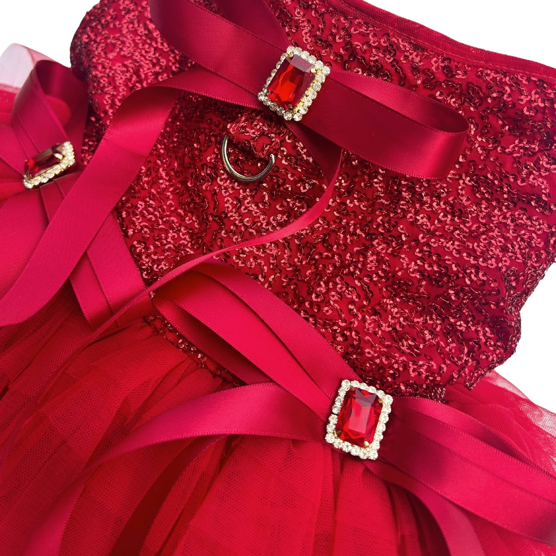 RED SEQUINS GEMSTONE DOG DRESS