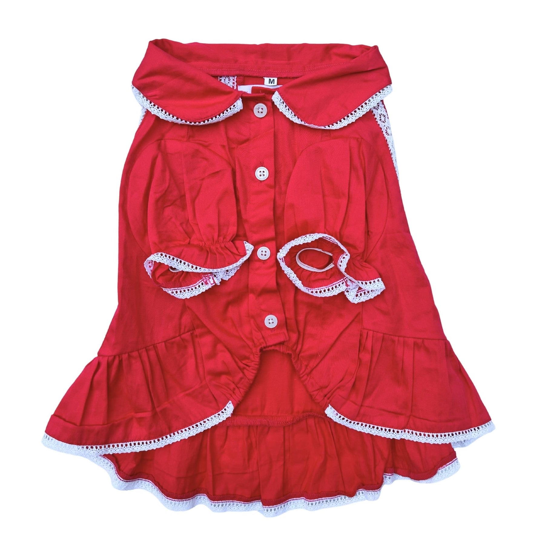 BLUSH RED FLORAL EMBROIDERED DRESS FOR DOGS AND CATS