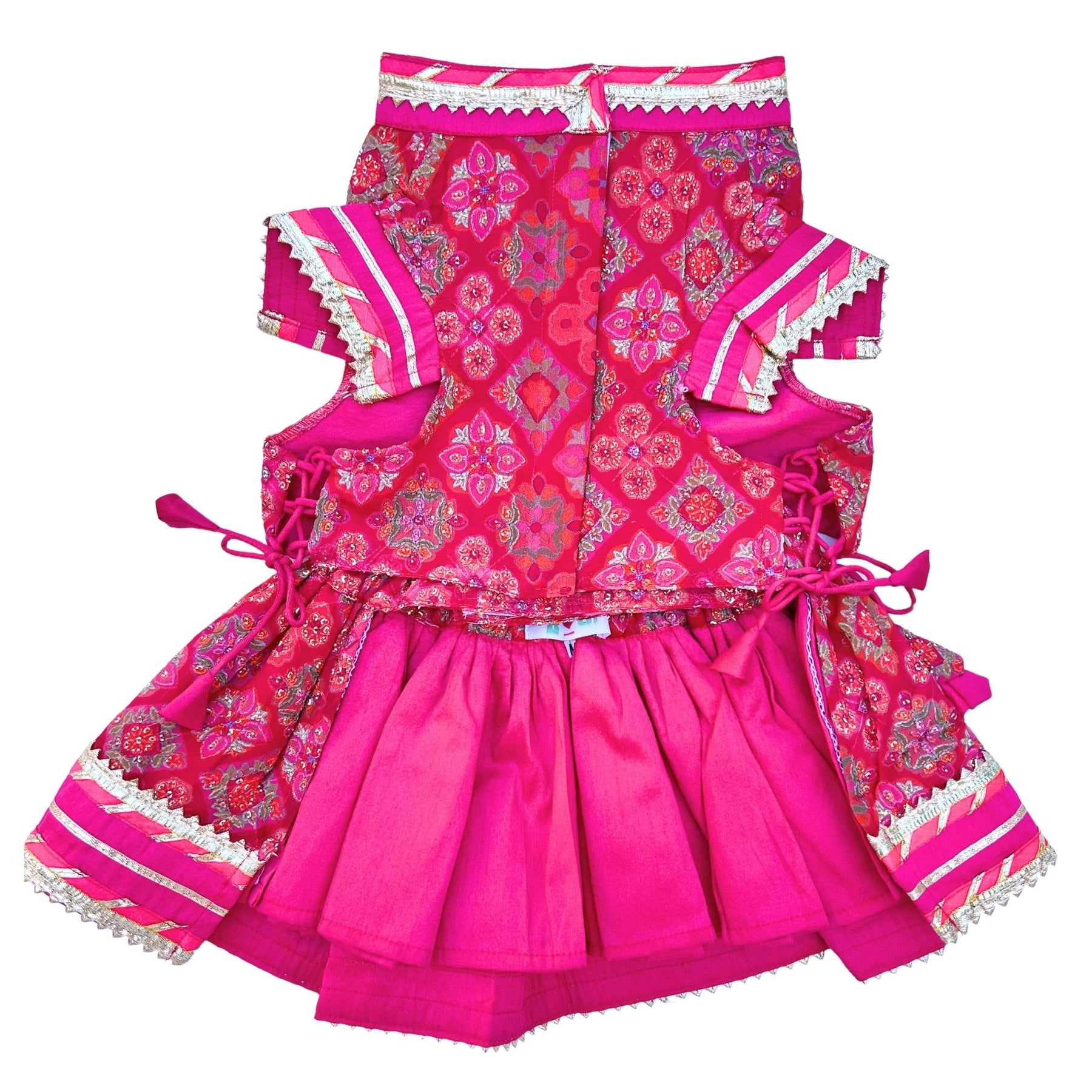 MAGENTA PINK PATIALA MOTIF DOG LEHENGA