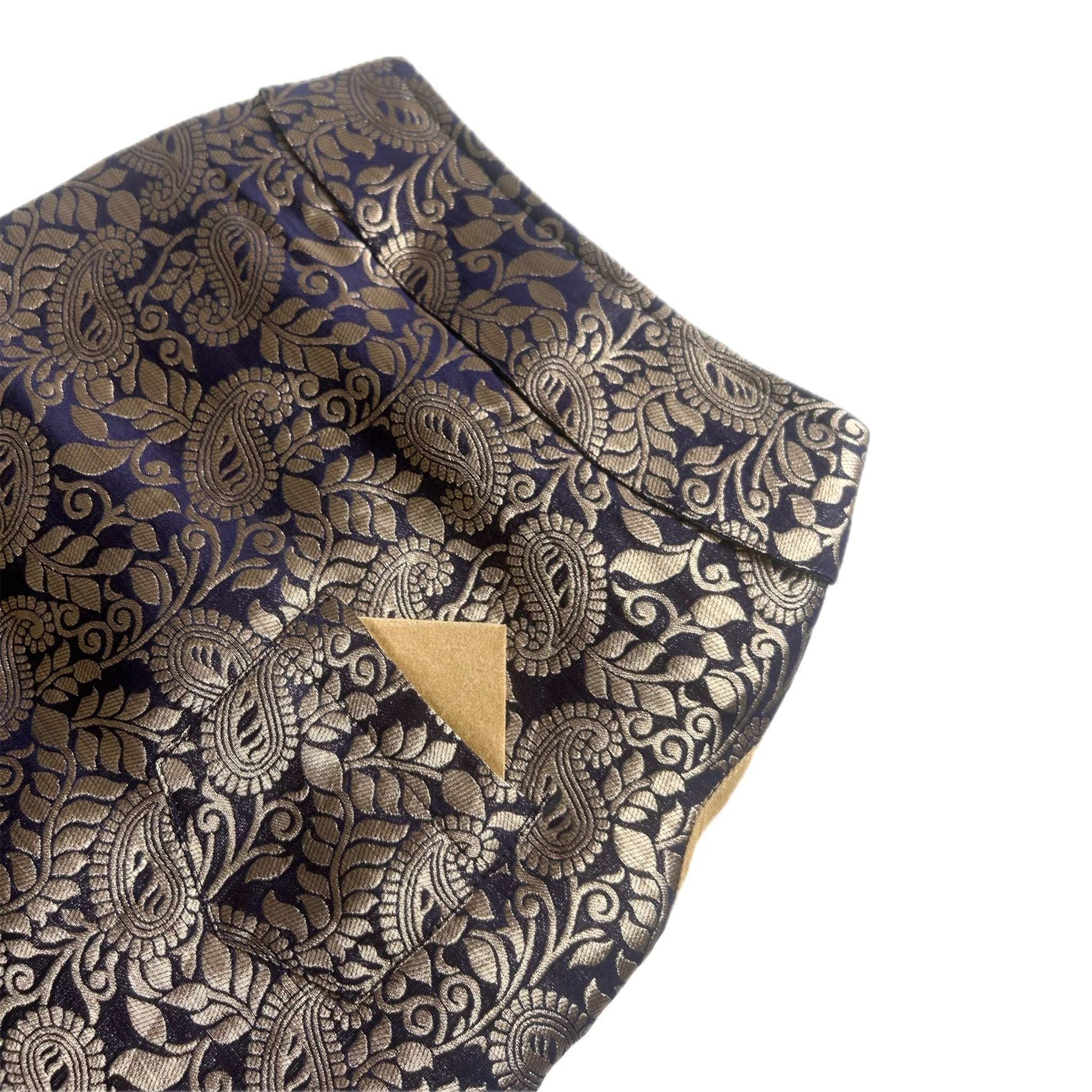 NAVY GOLD PAISLEY BROCADE DOG WAISTCOAT