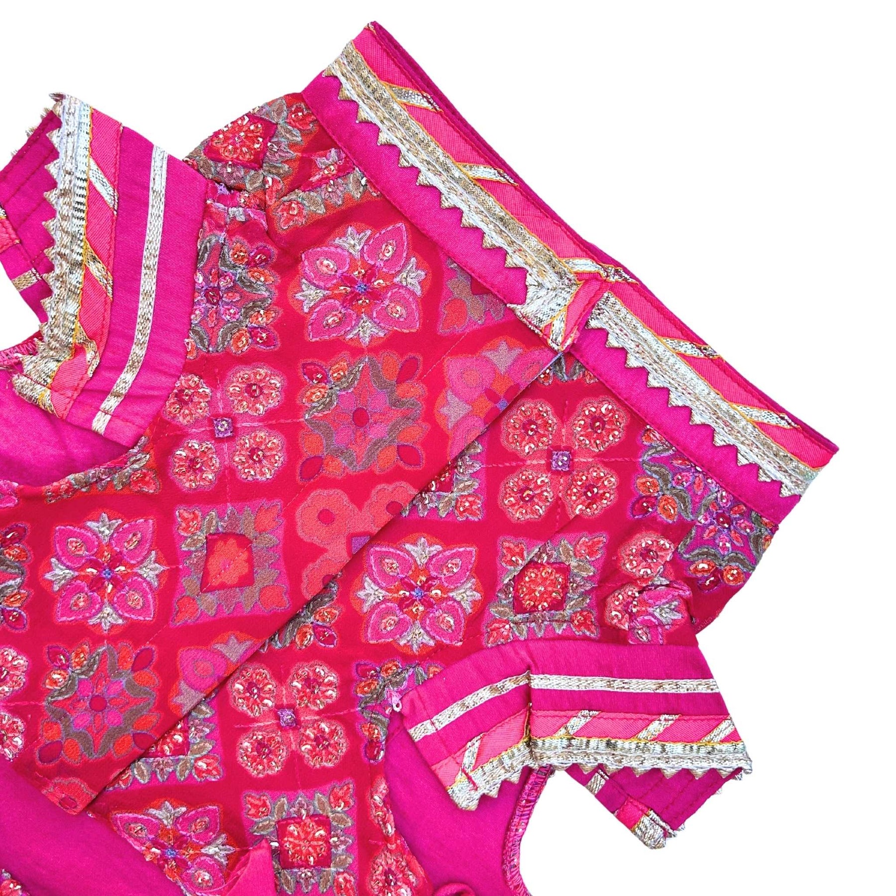 MAGENTA PINK PATIALA MOTIF DOG LEHENGA