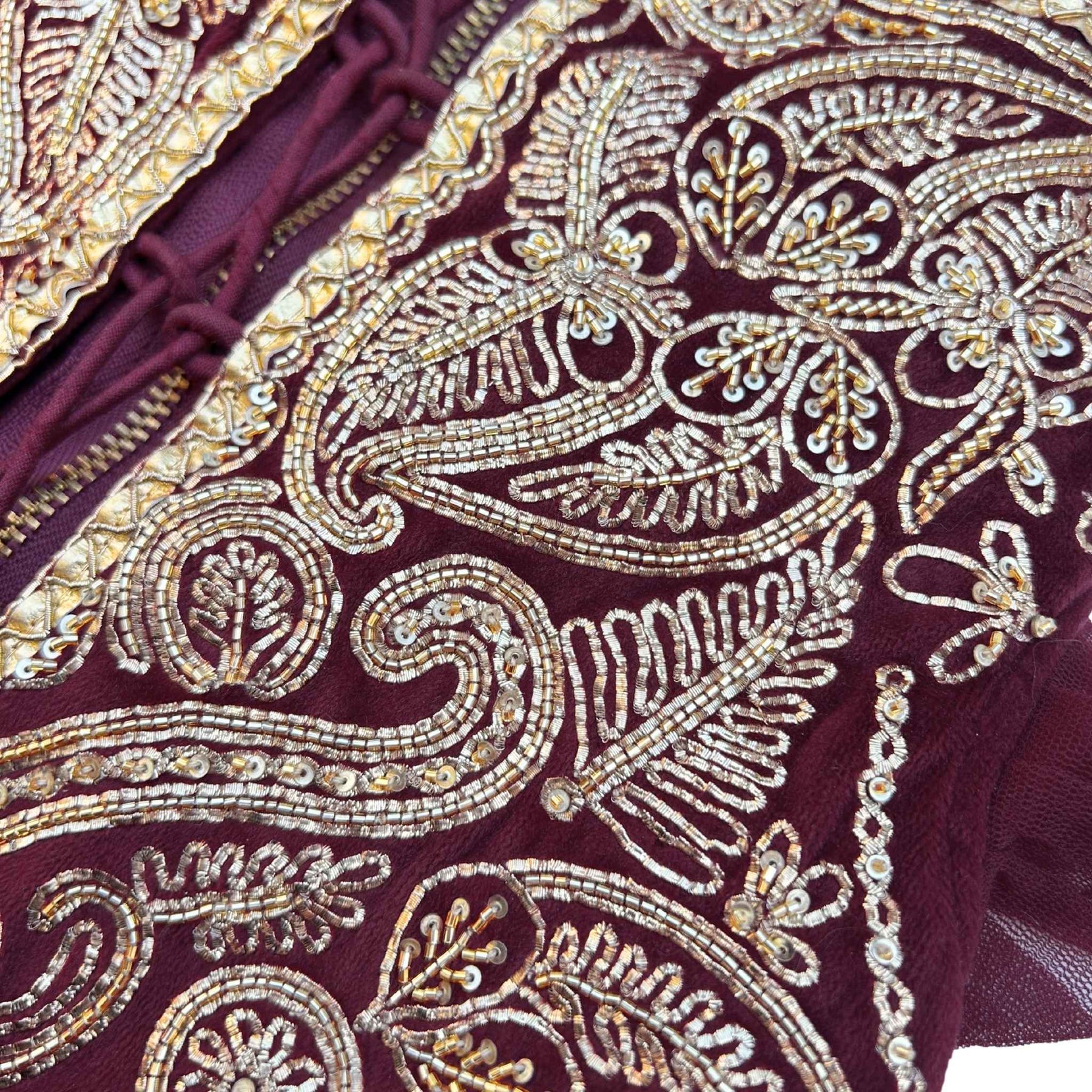 ROSEWOOD VELVET PITTA WORK DOG LEHENGA