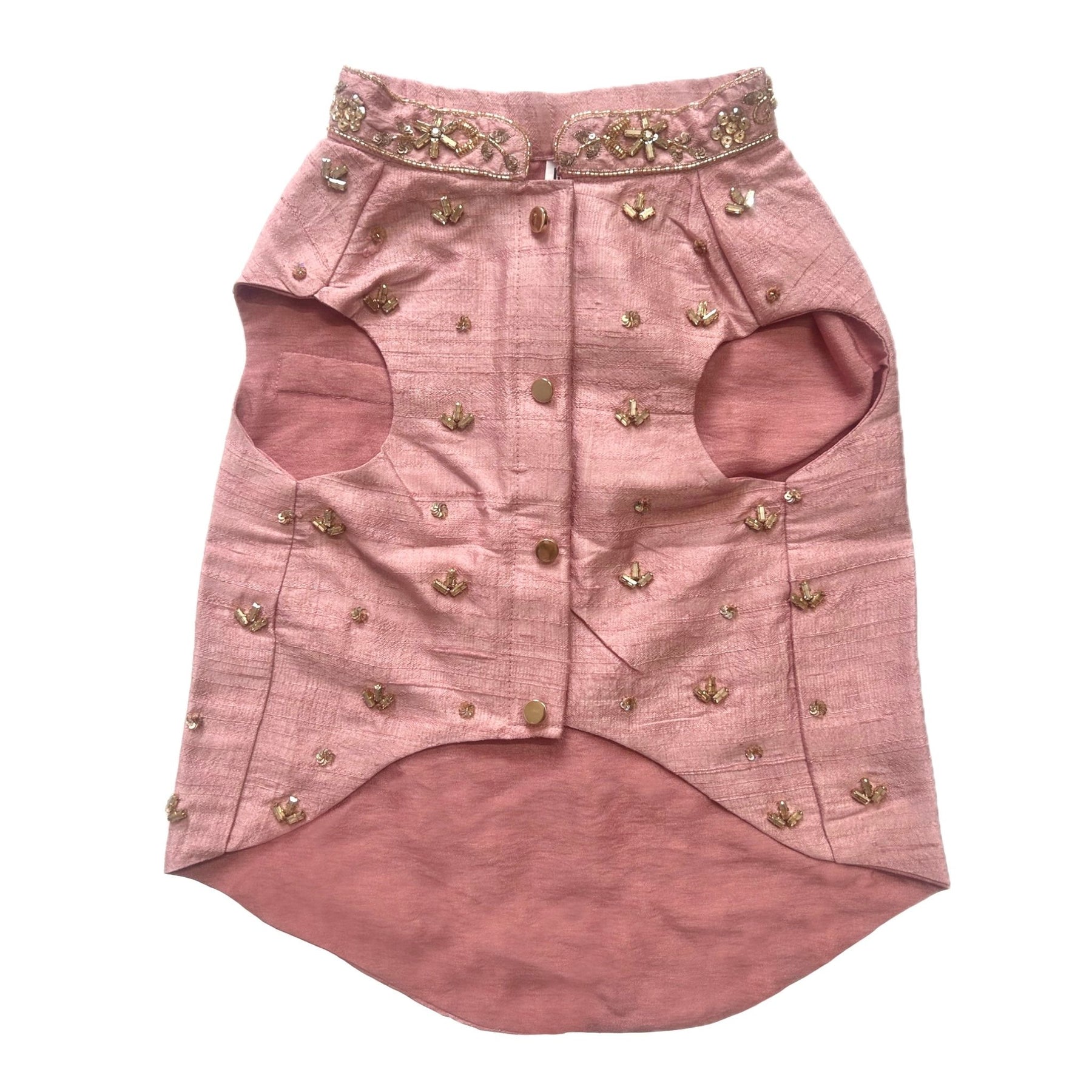 PINK HAND EMBROIDERED GOLD FLOWERS DOG SHERWANI