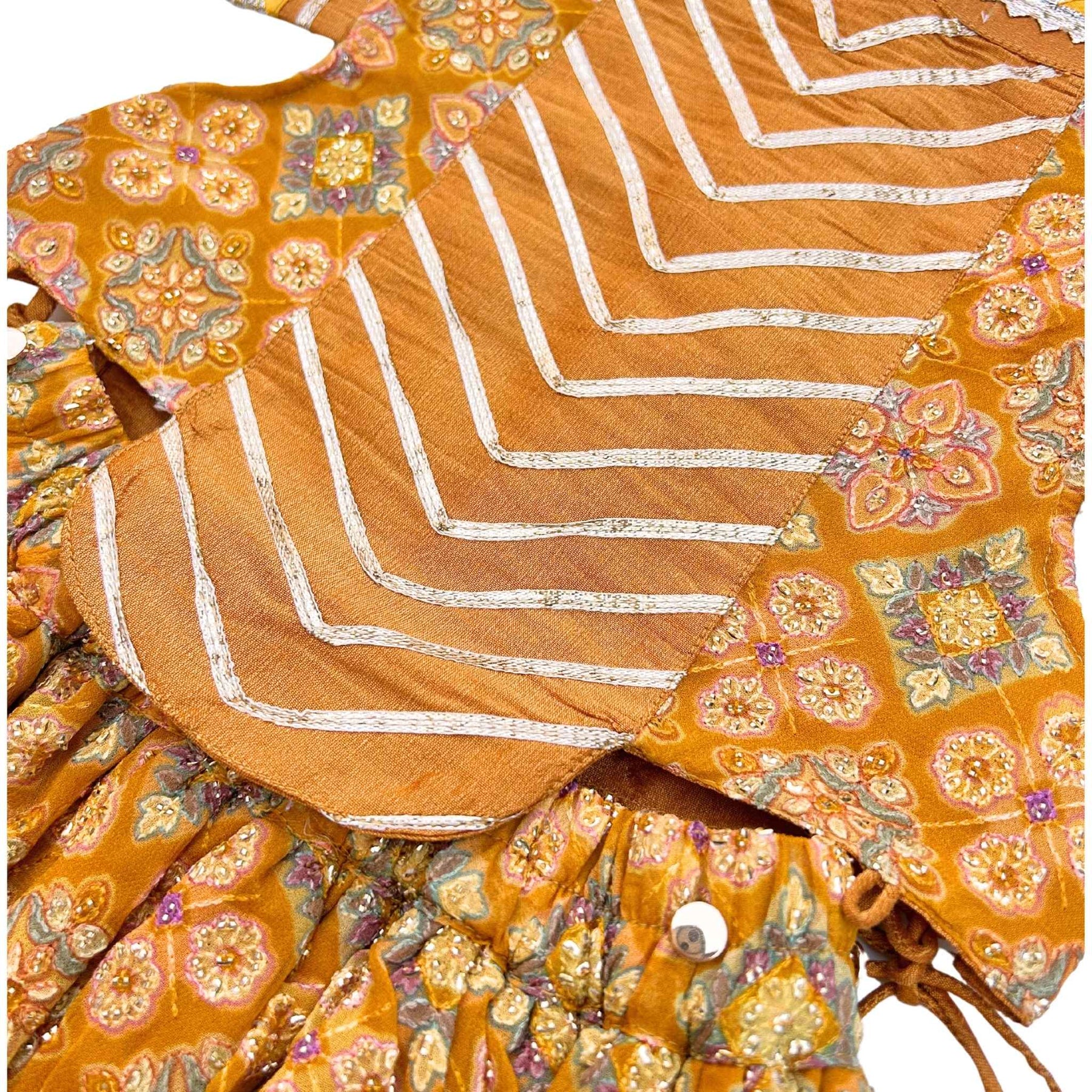 MUSTARD YELLOW PATIALA MOTIF DOG LEHENGA