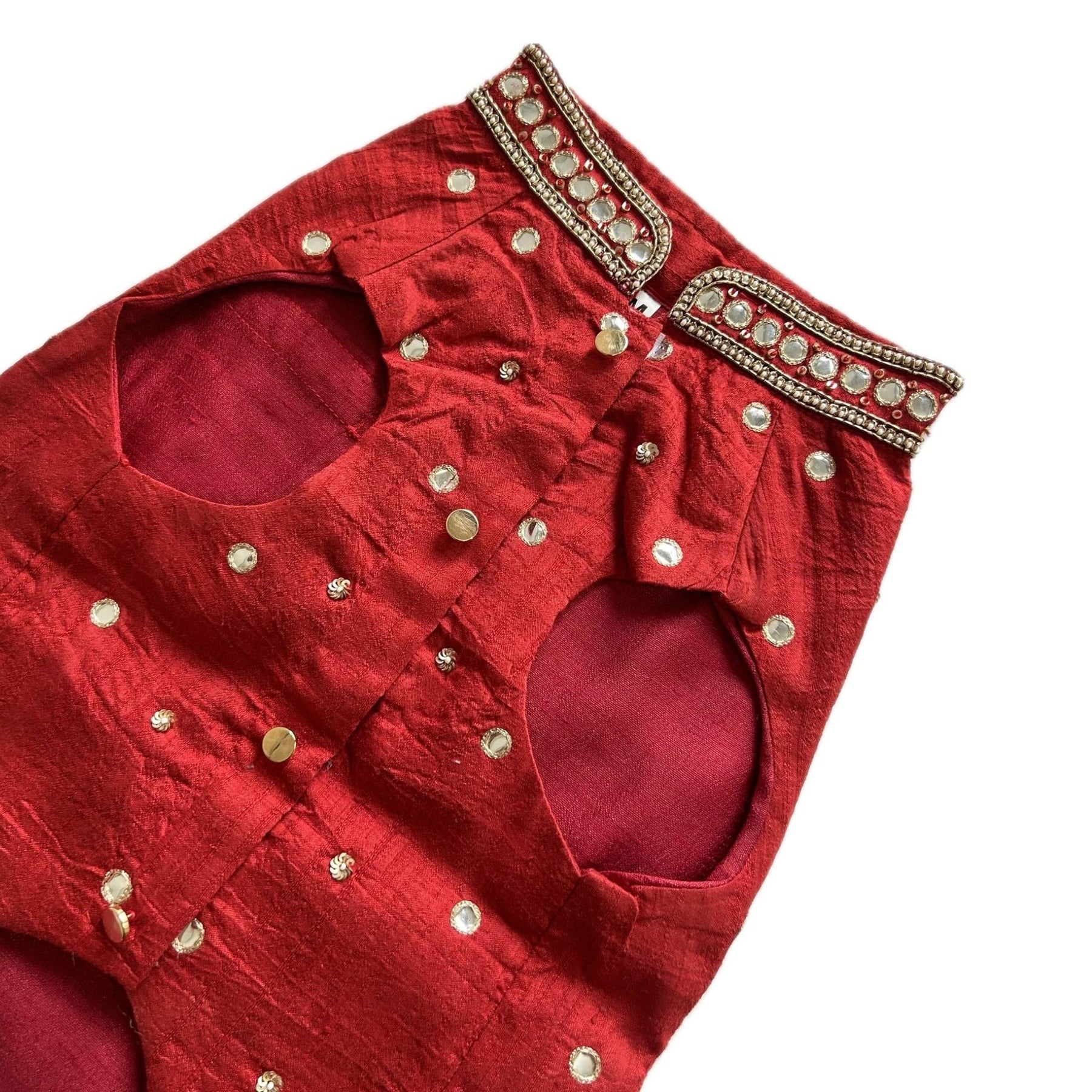 HAND EMBROIDERED MIRROR WORK RED DOG SHERWANI