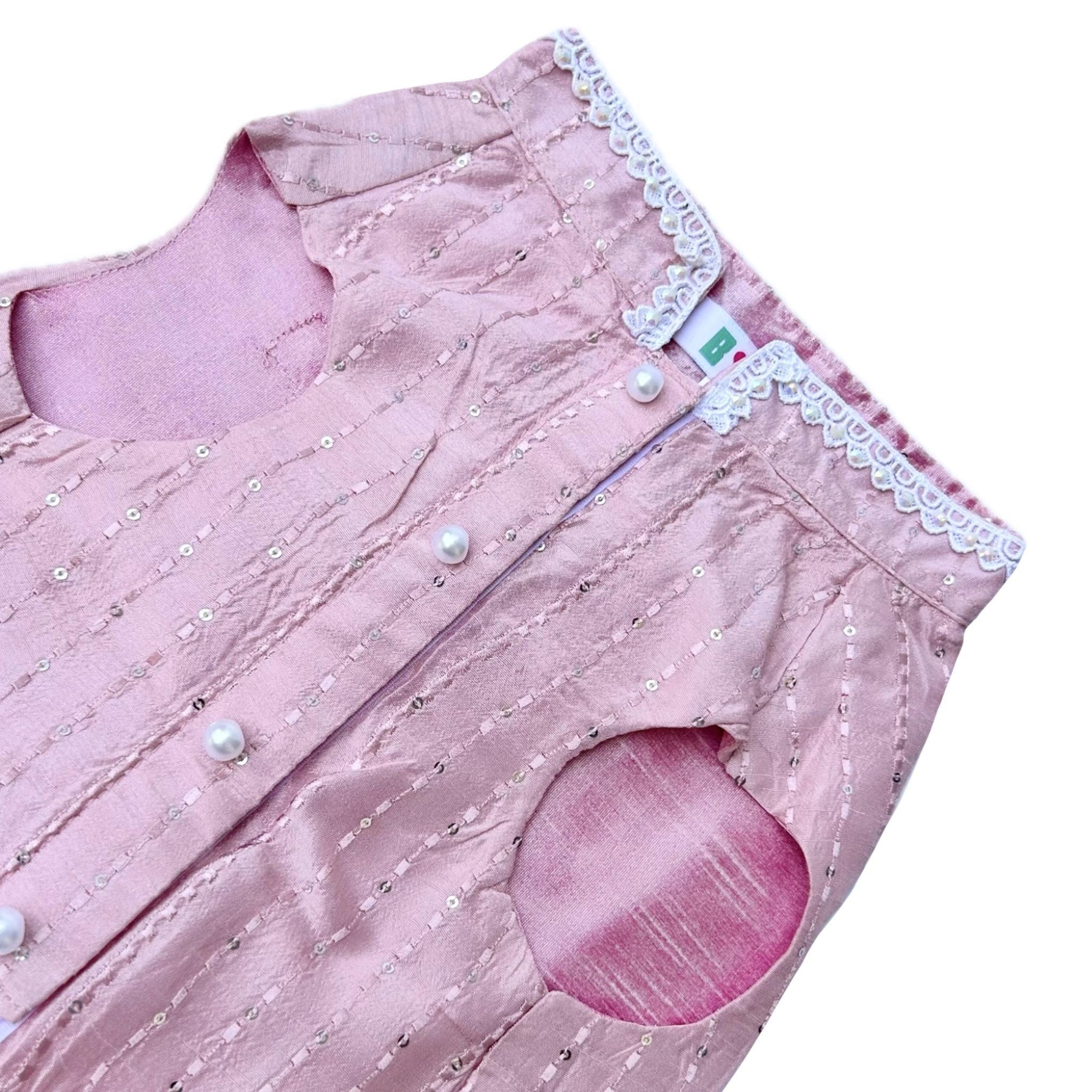 PINK TEXTURED PEARL DOG SHERWANI