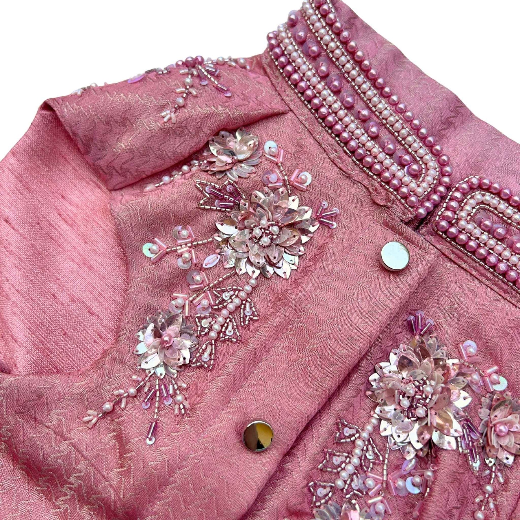 GULMARG PEARL PINK HAND EMBROIDERED DOG SHERWANI