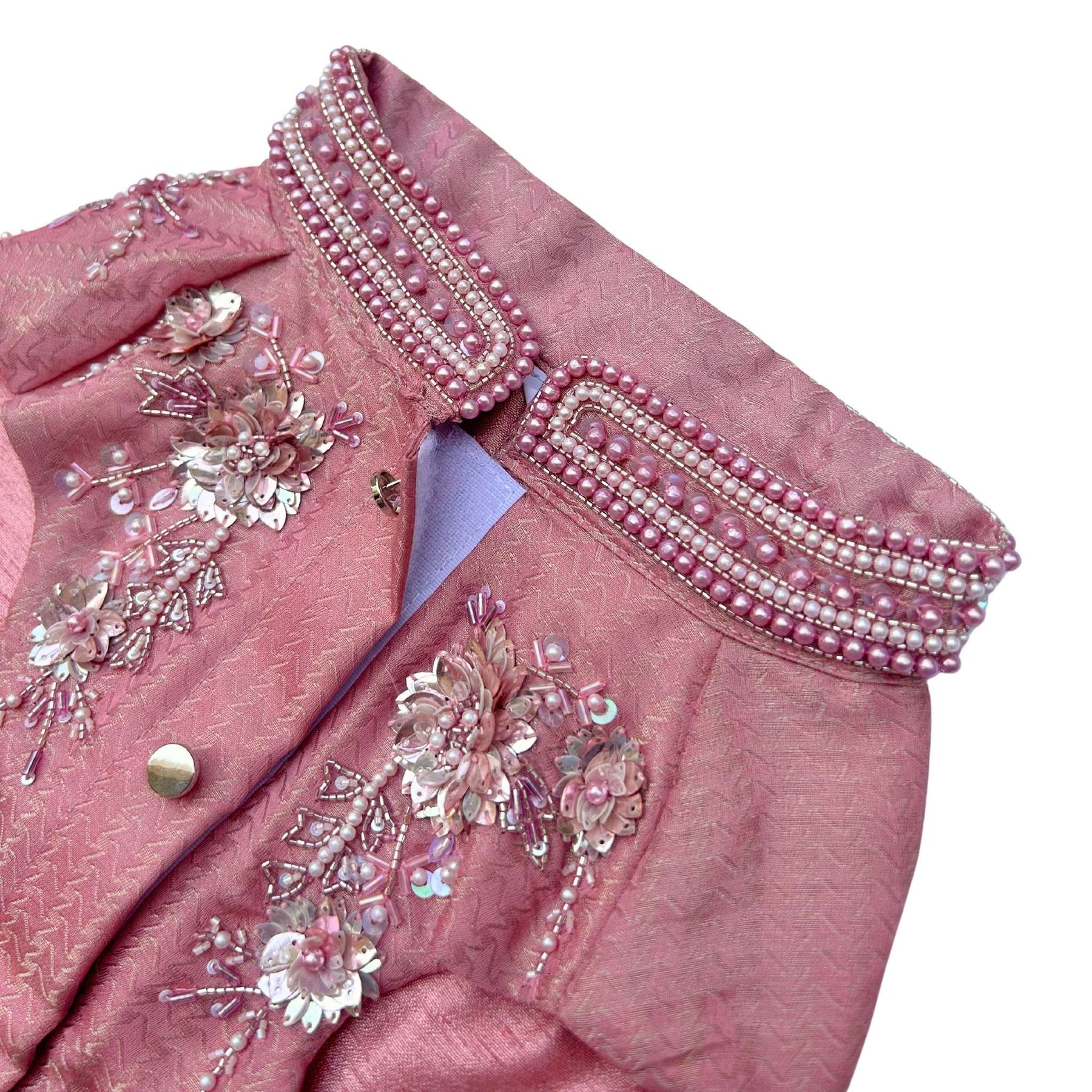 GULMARG PEARL PINK HAND EMBROIDERED DOG SHERWANI