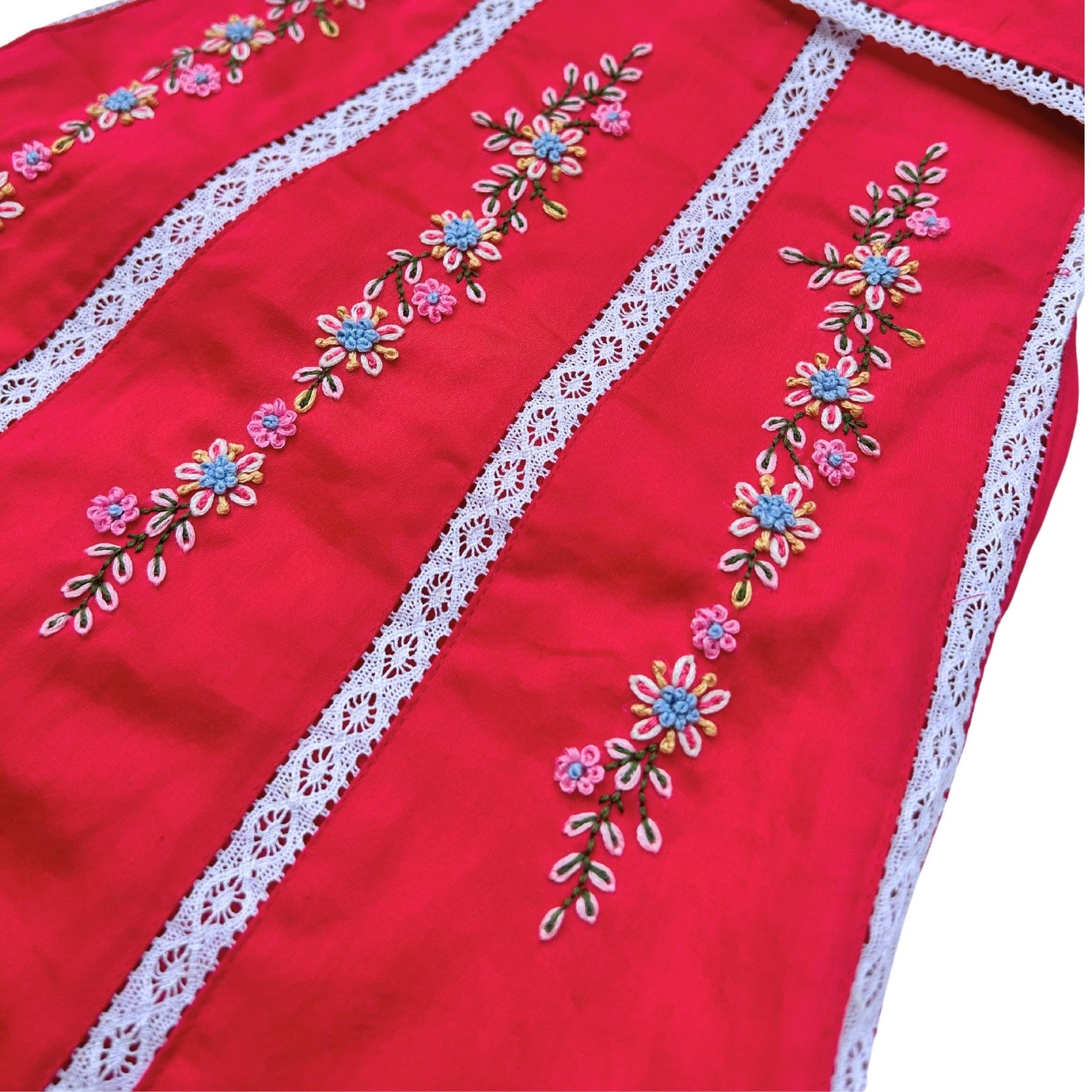 BLUSH RED FLORAL EMBROIDERED DRESS FOR DOGS AND CATS