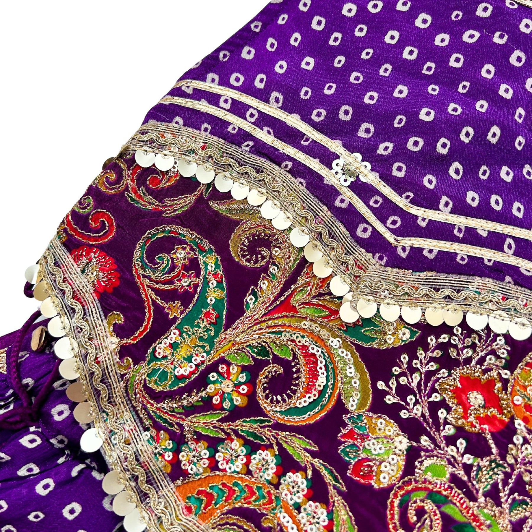 PURPLE BANDHANI PRINT HALTER NECK LEHENGA FOR DOGS AND CATS