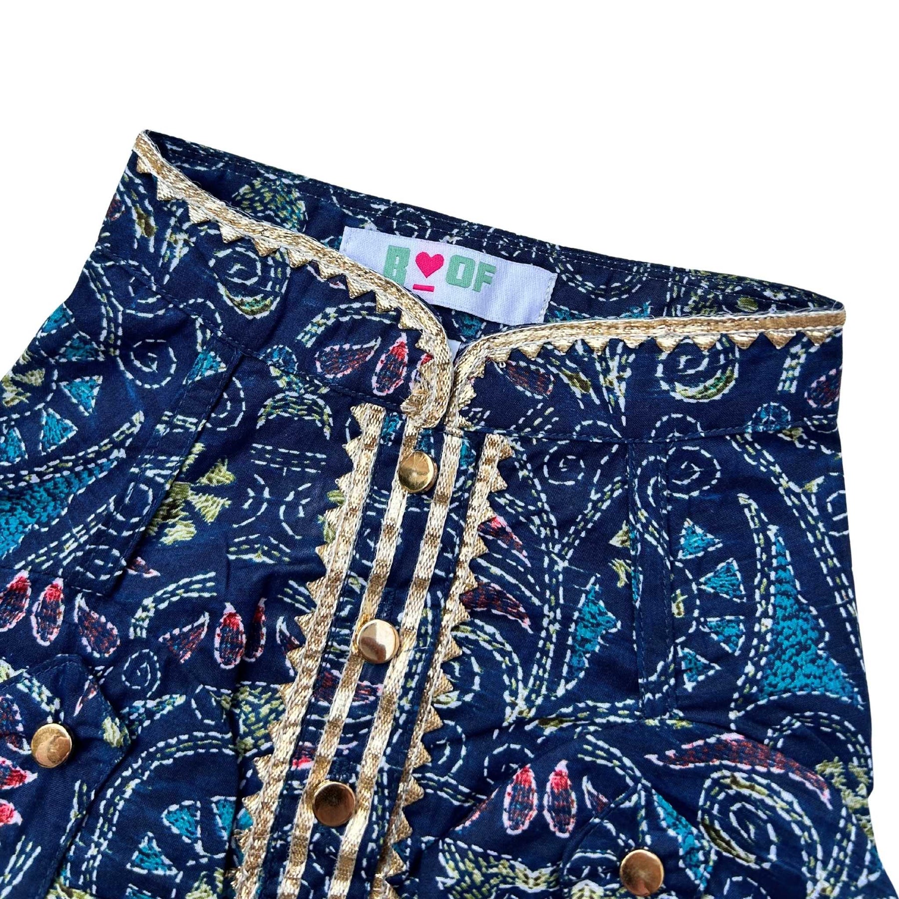 NAVY BLUE KANTHA PRINT COTTON KURTA FOR DOGS AND CATS