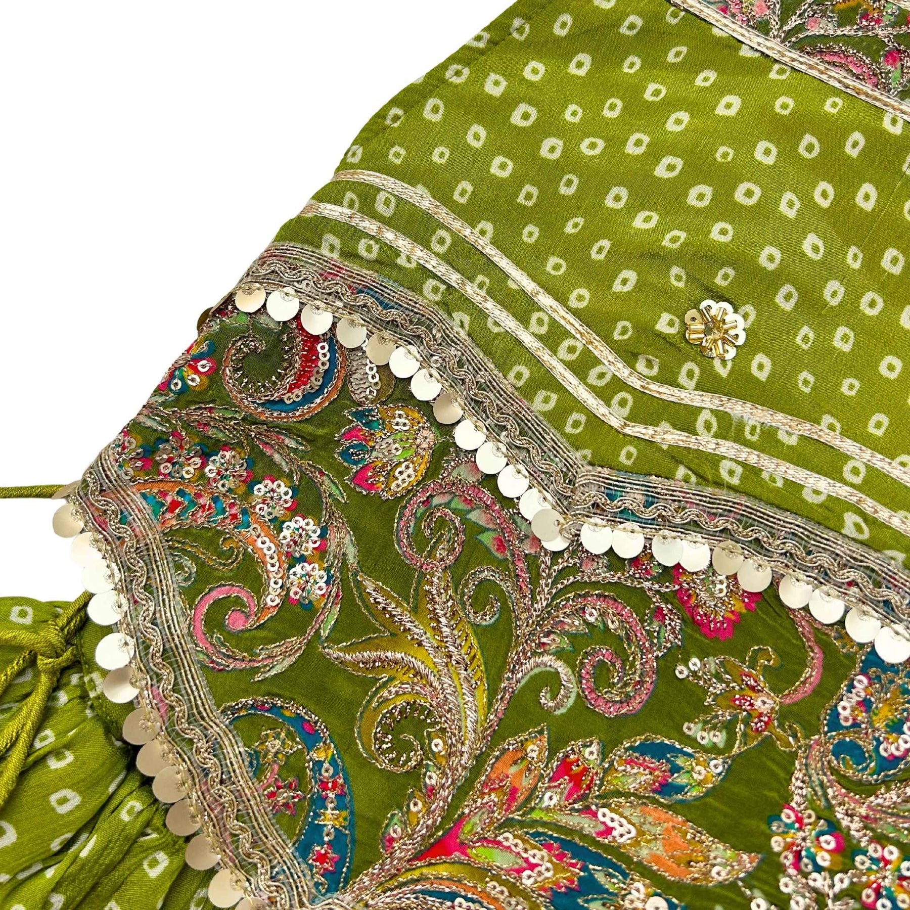 MEHENDI GREEN BANDHANI PRINT HALTER NECK LEHENGA FOR DOGS AND CATS