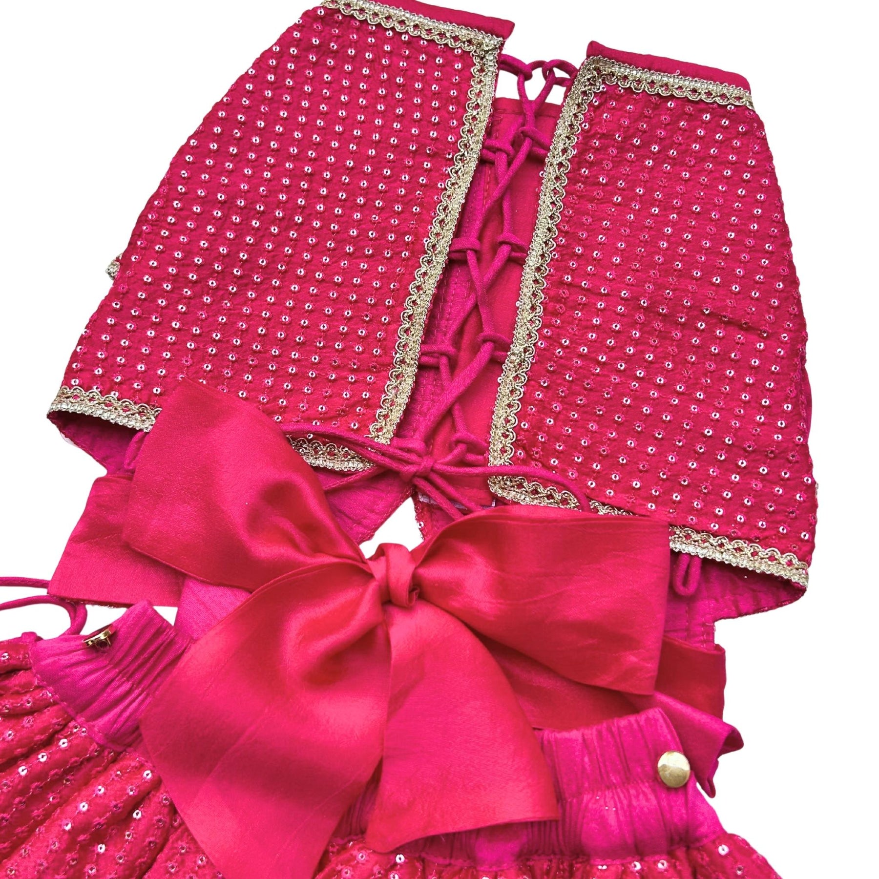 RANI PINK SITARA BOW LEHENGA FOR DOGS AND CATS
