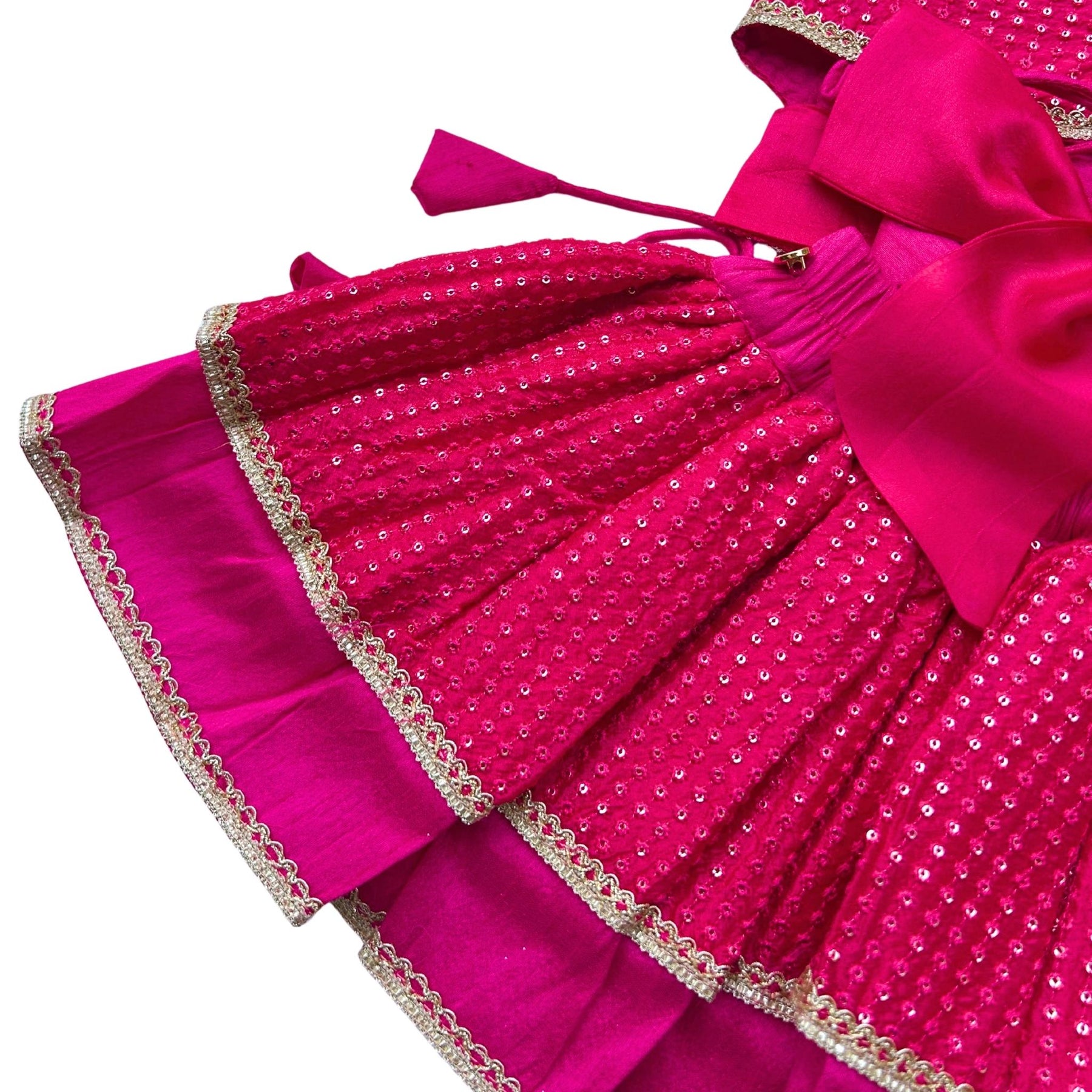 RANI PINK SITARA BOW LEHENGA FOR DOGS AND CATS