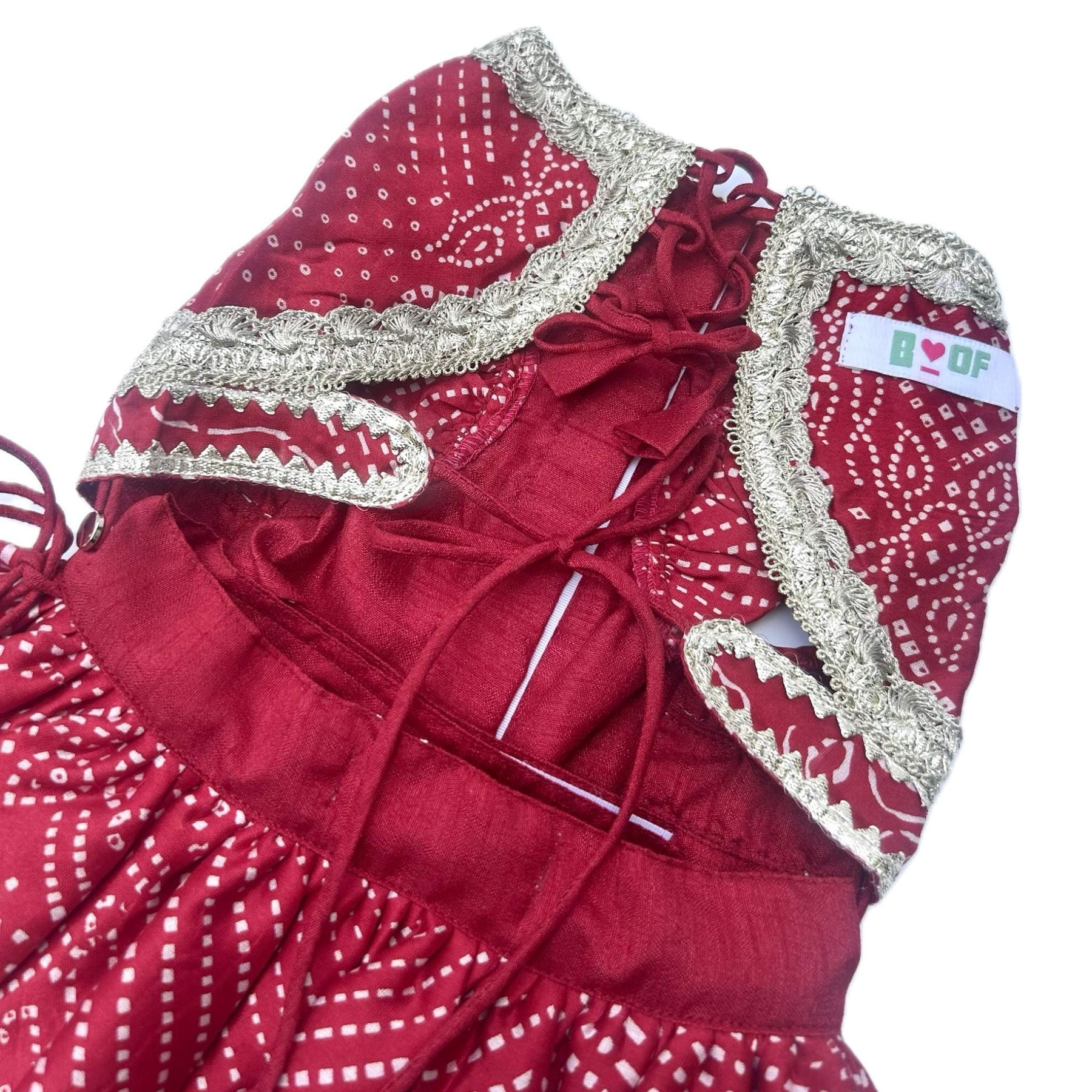 RED BANDHANI DOG LEHENGA