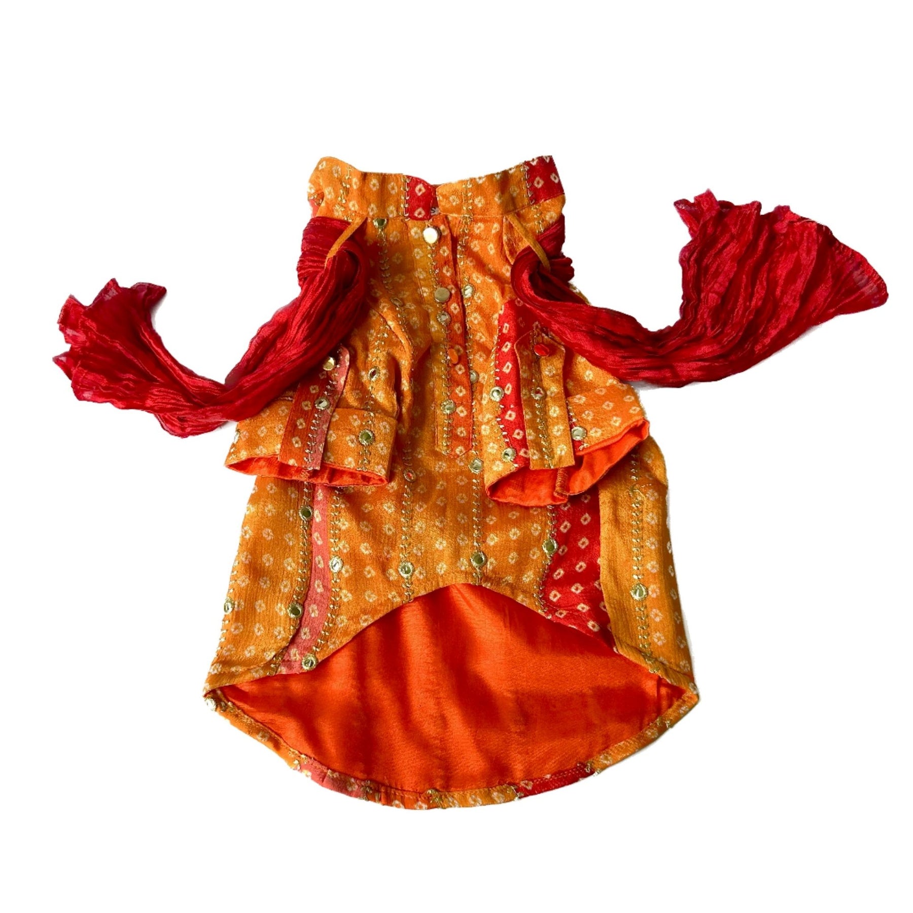ORANGE MIRROR DROP DOG KURTA