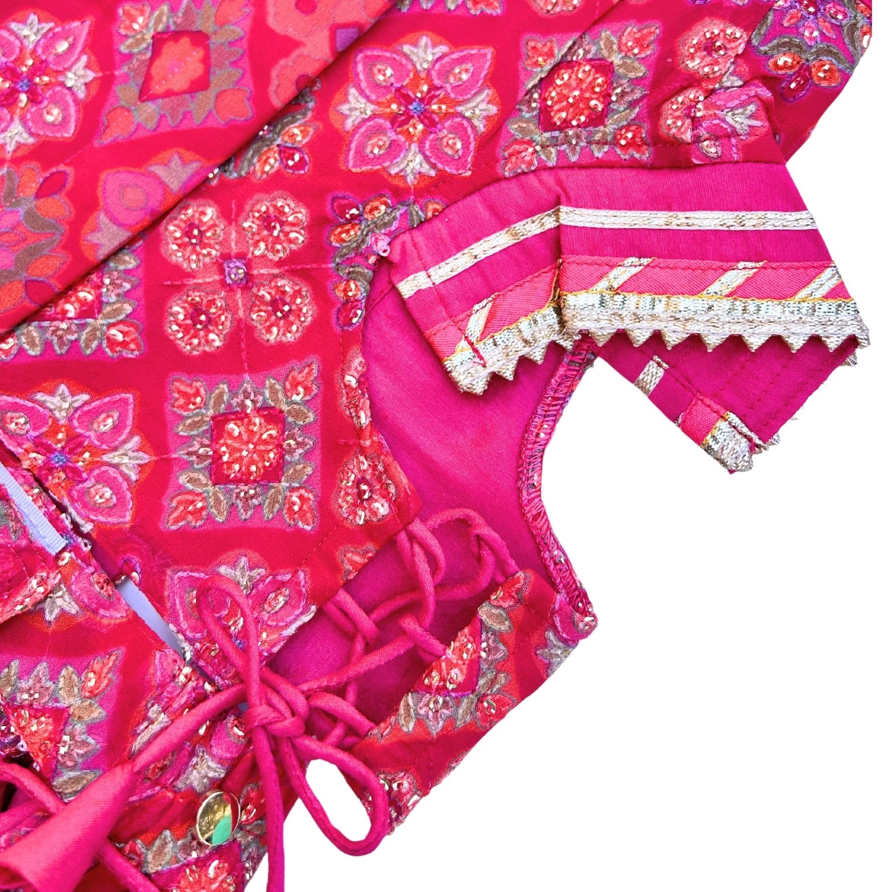 MAGENTA PINK PATIALA MOTIF DOG LEHENGA