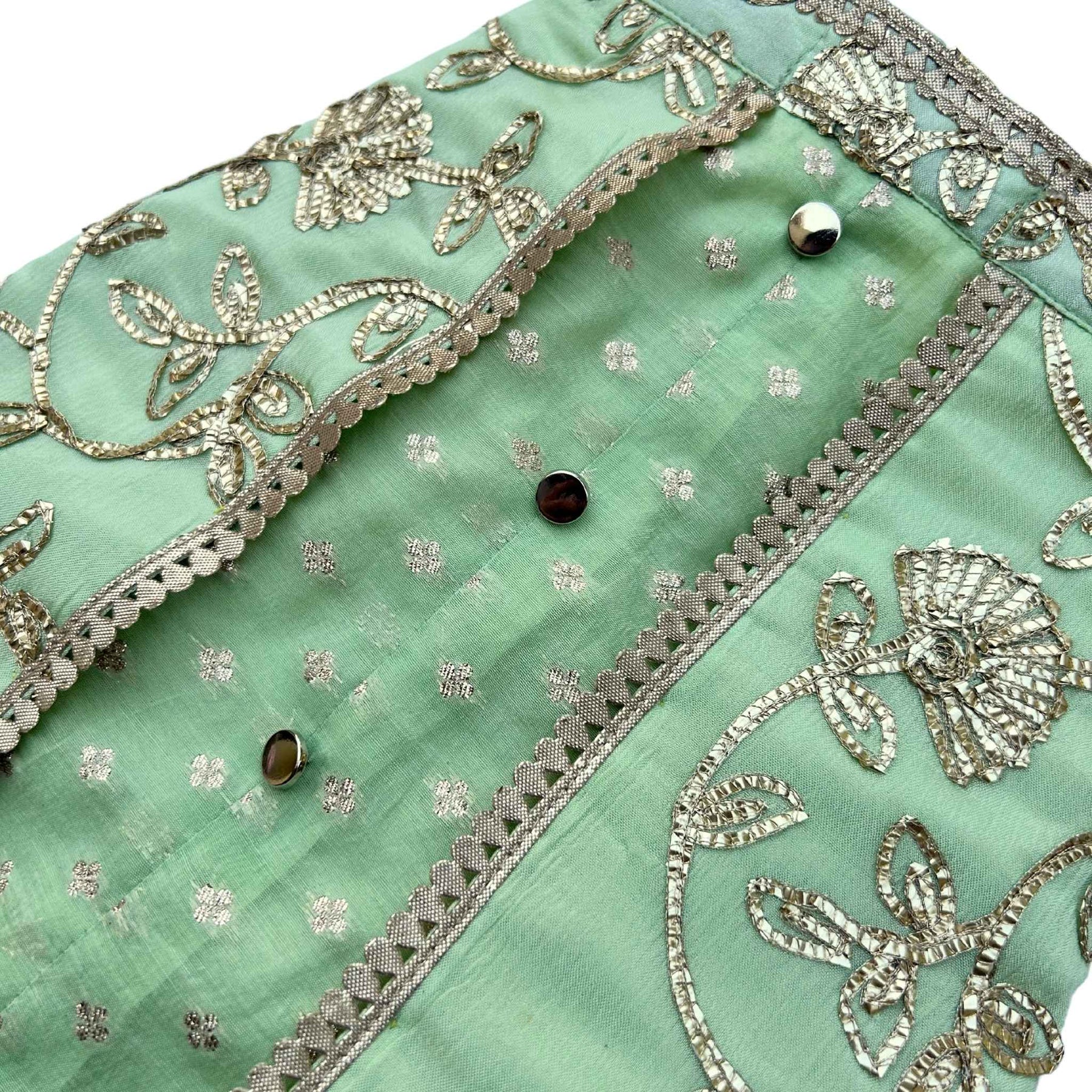 PASTEL GREEN GOTA EMBROIDERY WAISTCOAT STYLE DOG KURTA