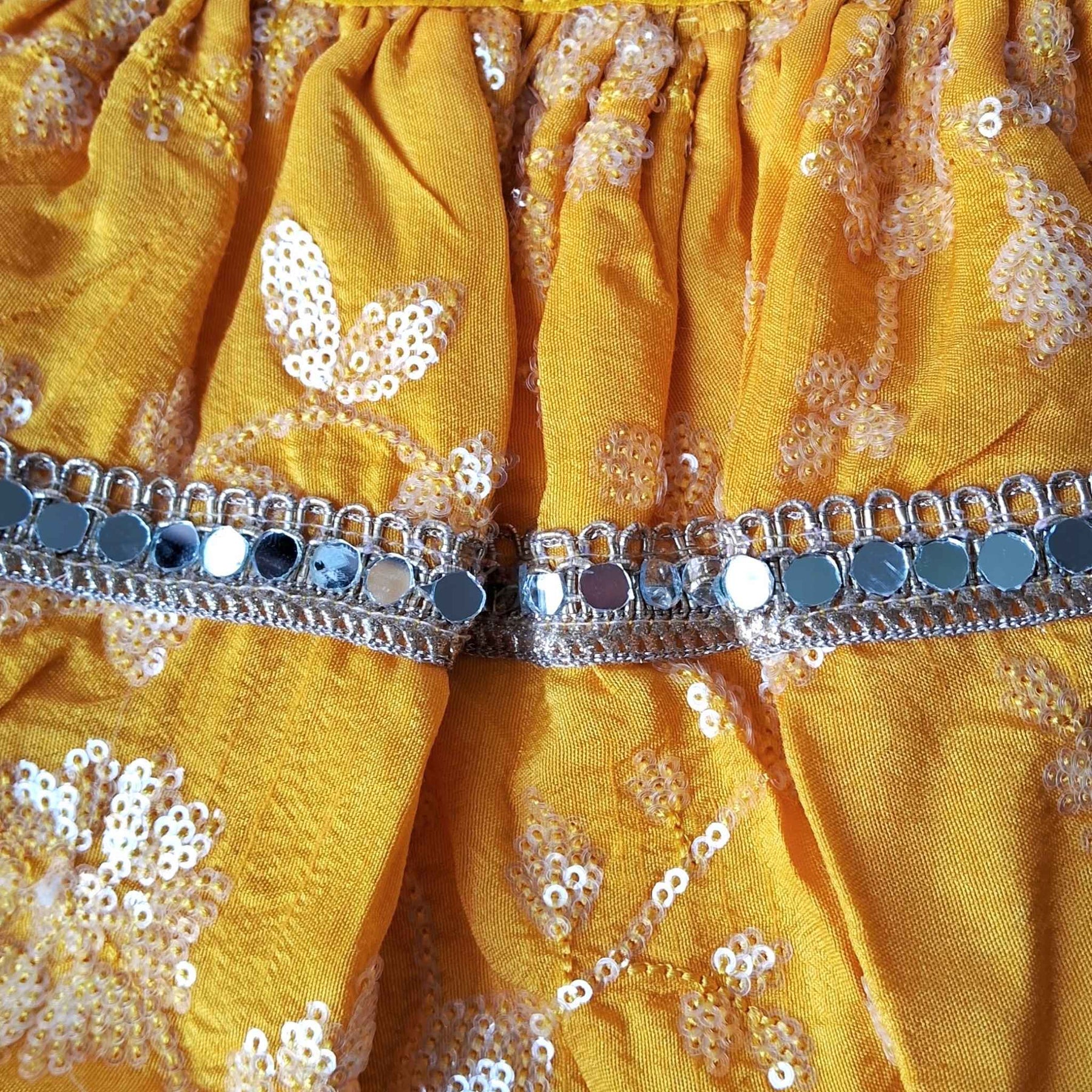 YELLOW SEQUINS DOG LEHENGA