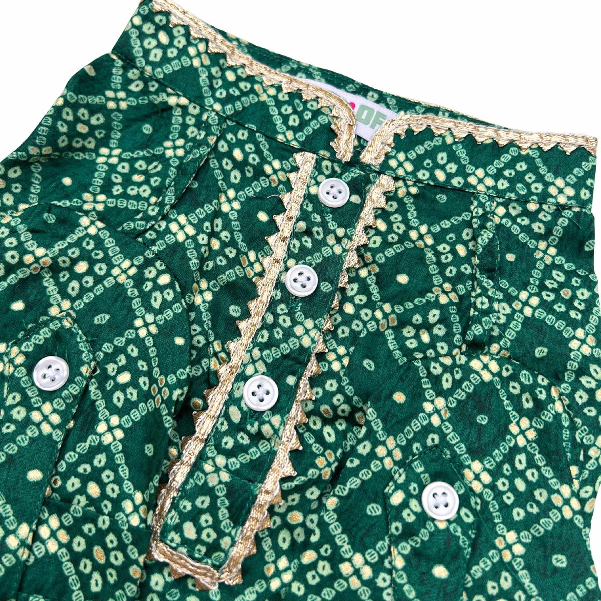 GREEN BANDHANI COTTON KURTA FOR DOGS AND CATS