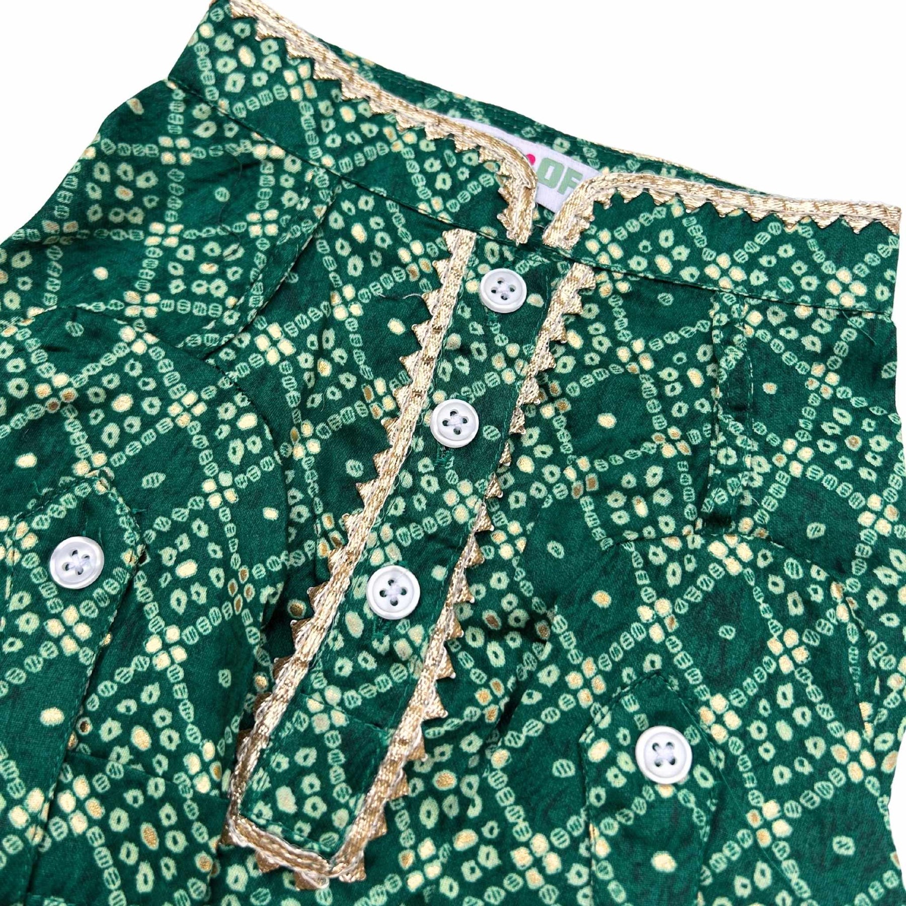GREEN BANDHANI COTTON KURTA FOR DOGS AND CATS