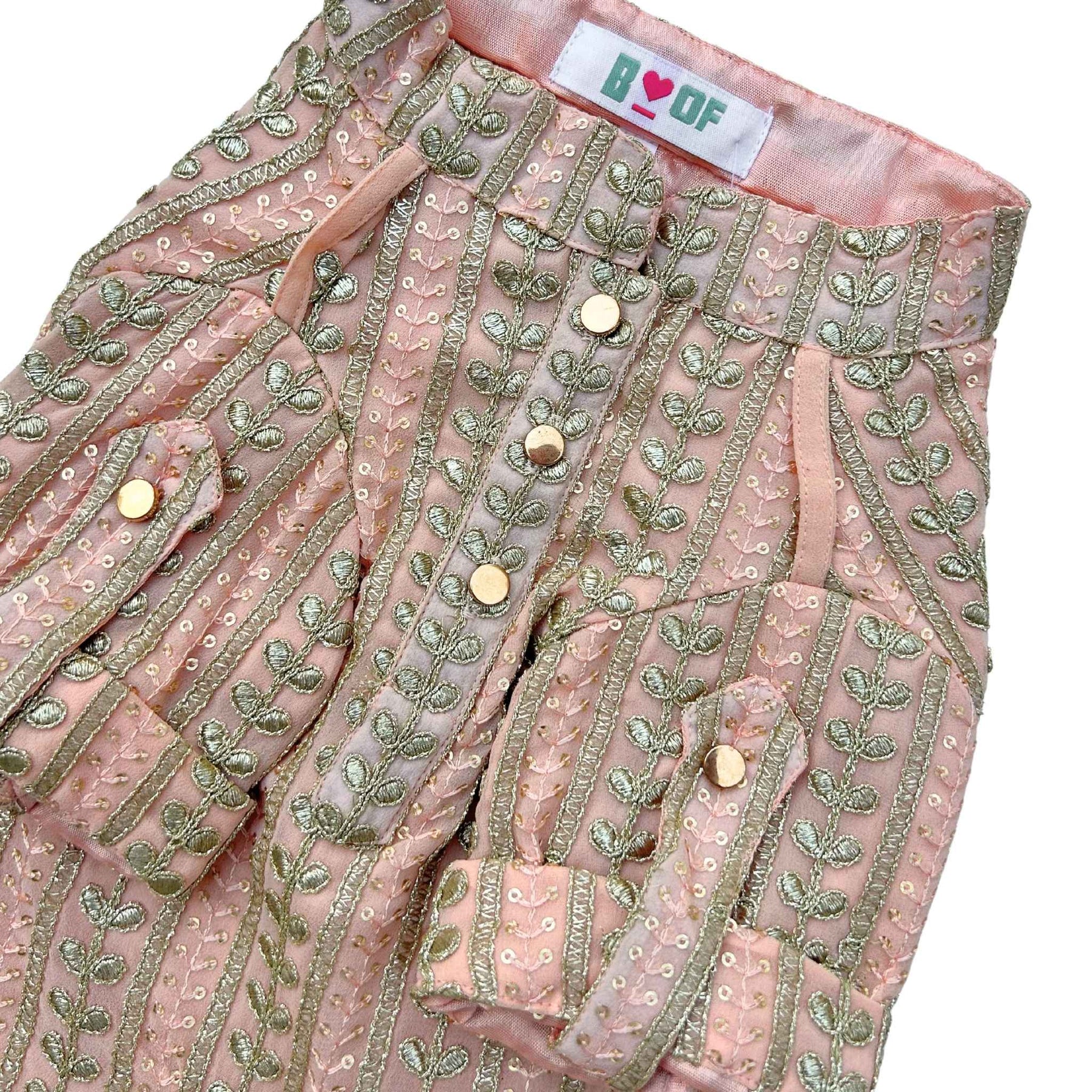 PEACH PINK LEAF DOG KURTA