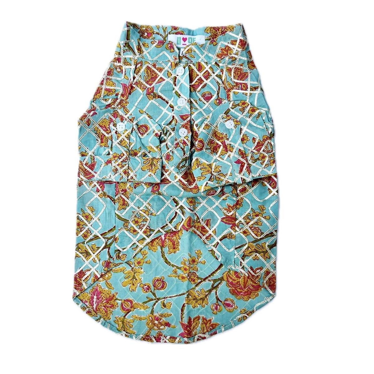 BLUE CHEVRON GOTA DOG KURTA