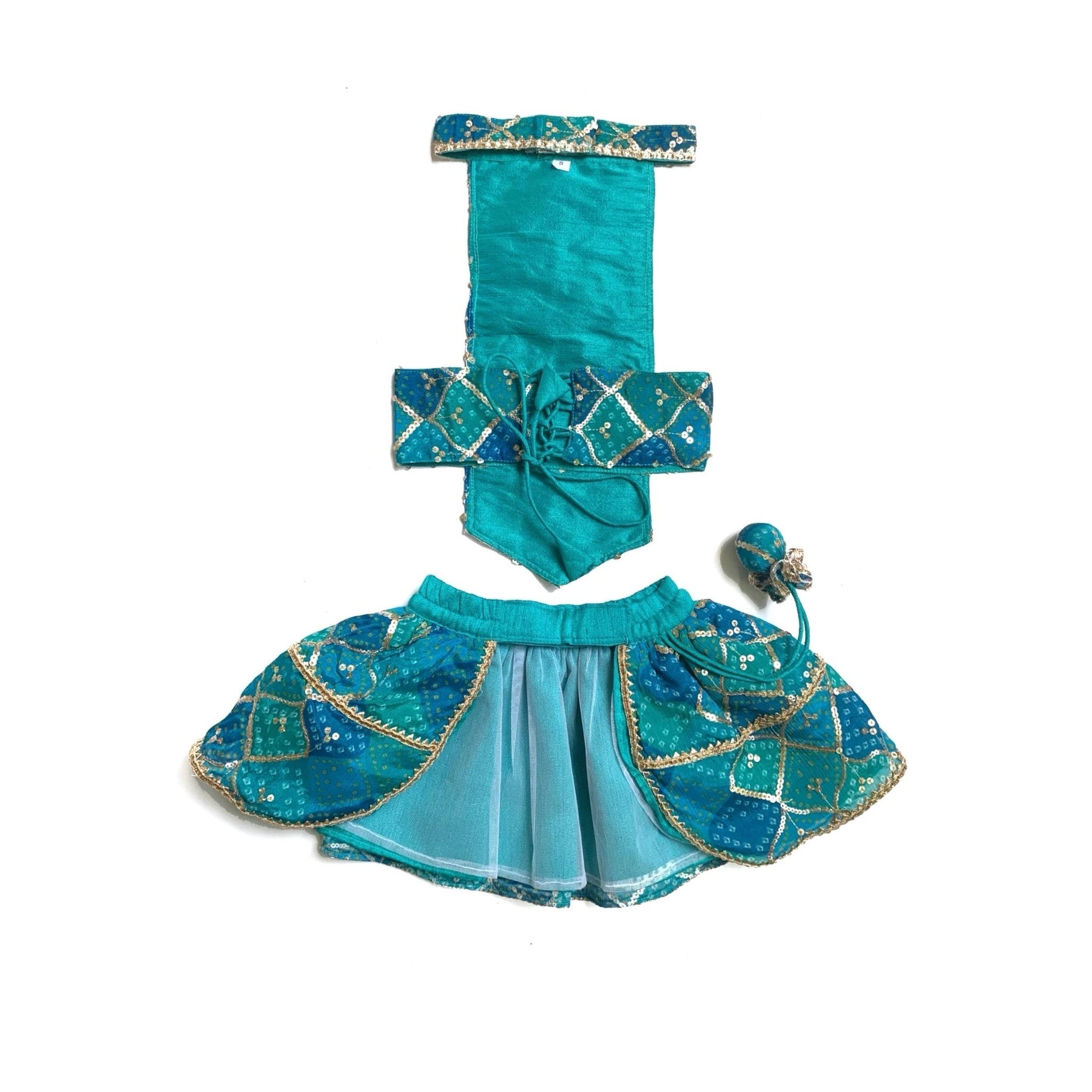 TURQUOISE LEHENGA + HEART RAKHI FOR DOGS AND CATS