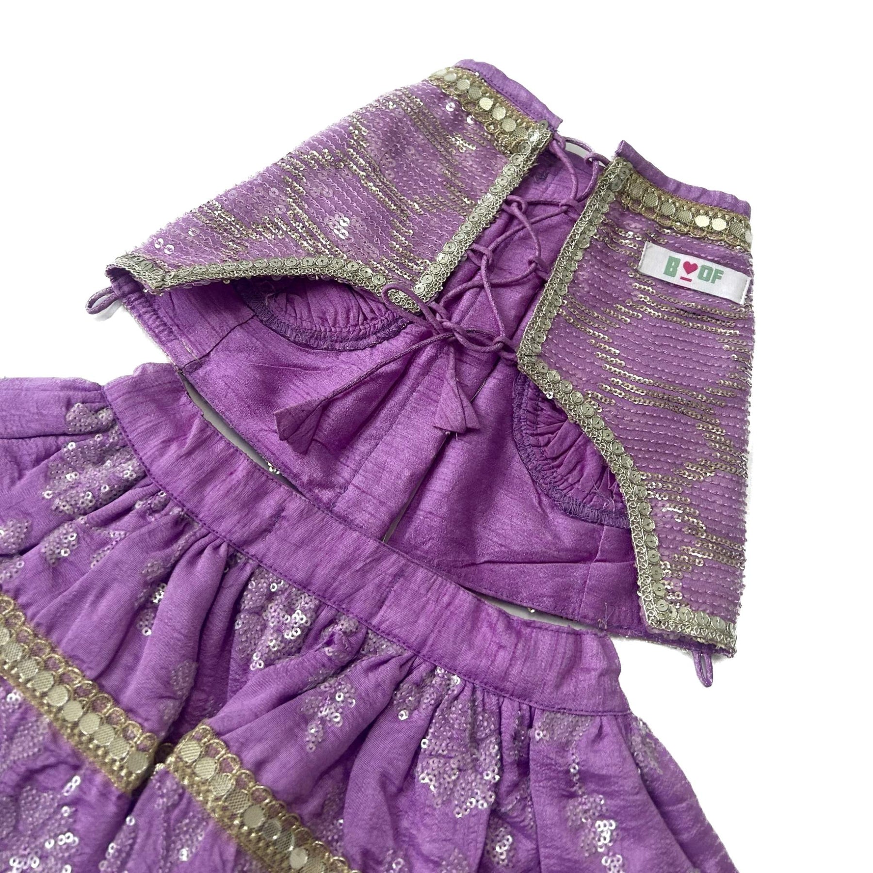 LAVENDER SEQUINS DOG LEHENGA