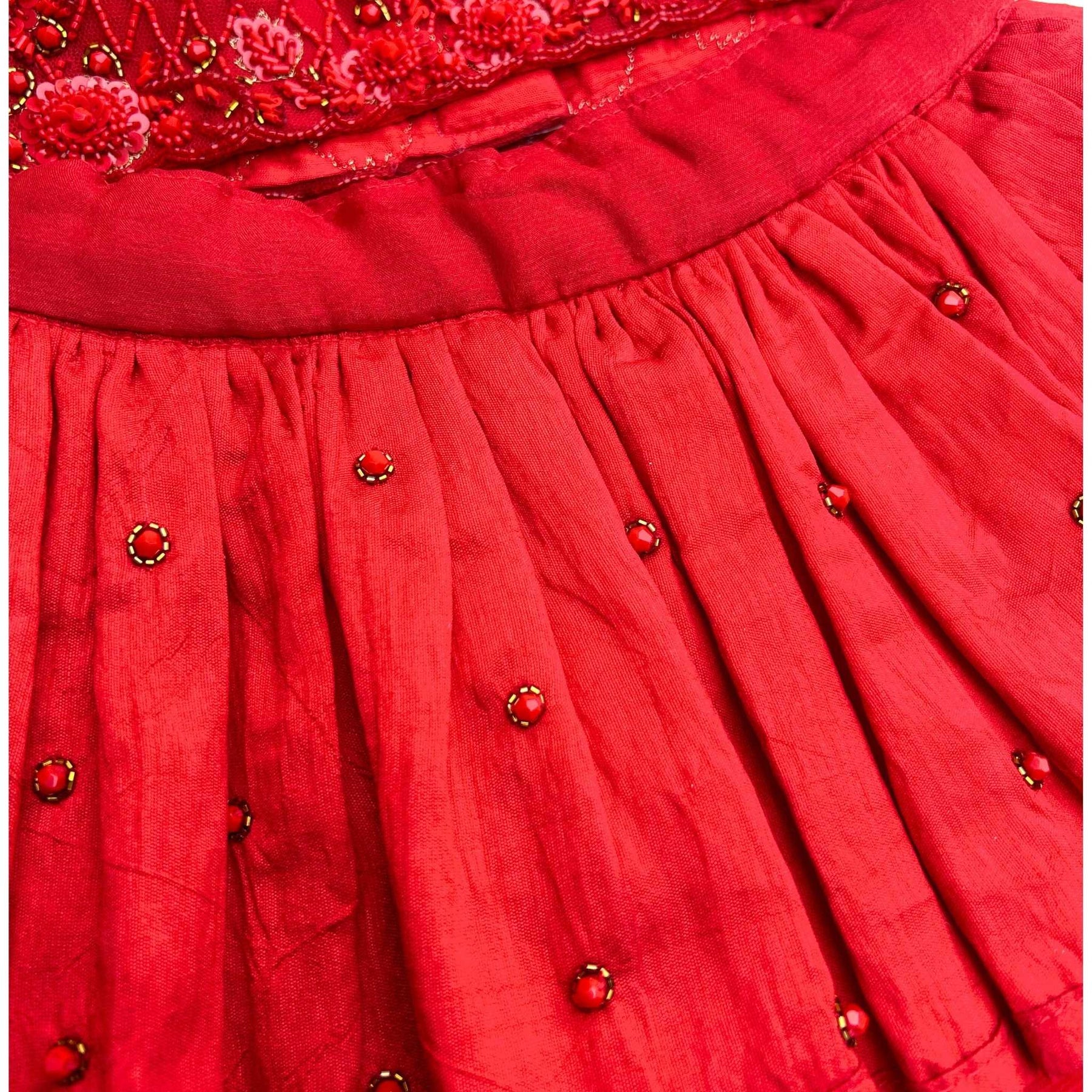 GULAB RED GOLD STONE WORK DOG LEHENGA