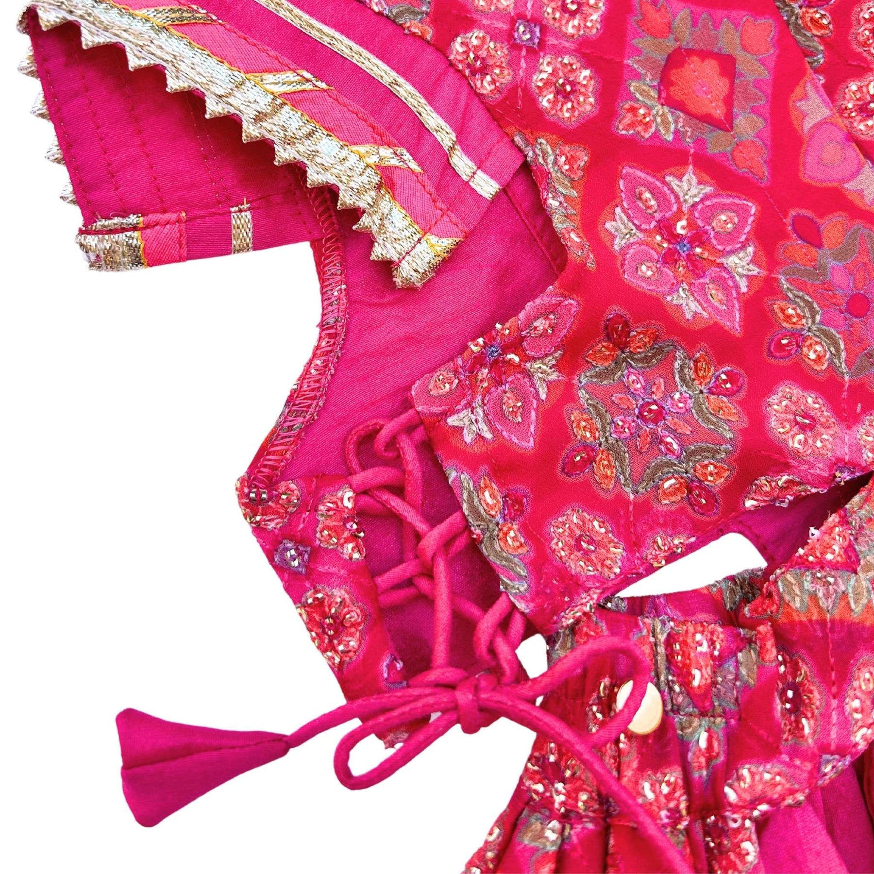 MAGENTA PINK PATIALA MOTIF DOG LEHENGA