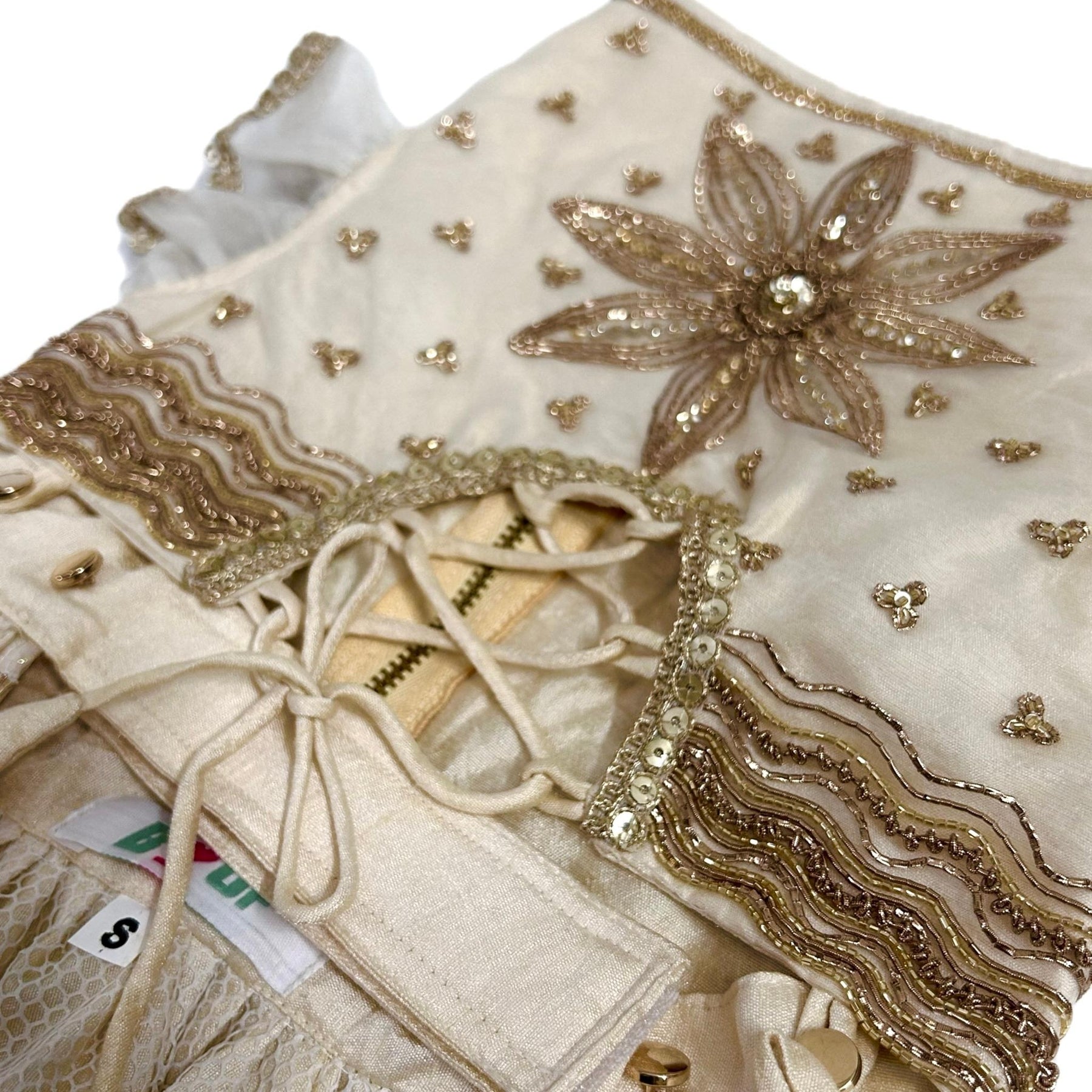 PETAL OFF-WHITE HAND EMBROIDERED DOG LEHENGA