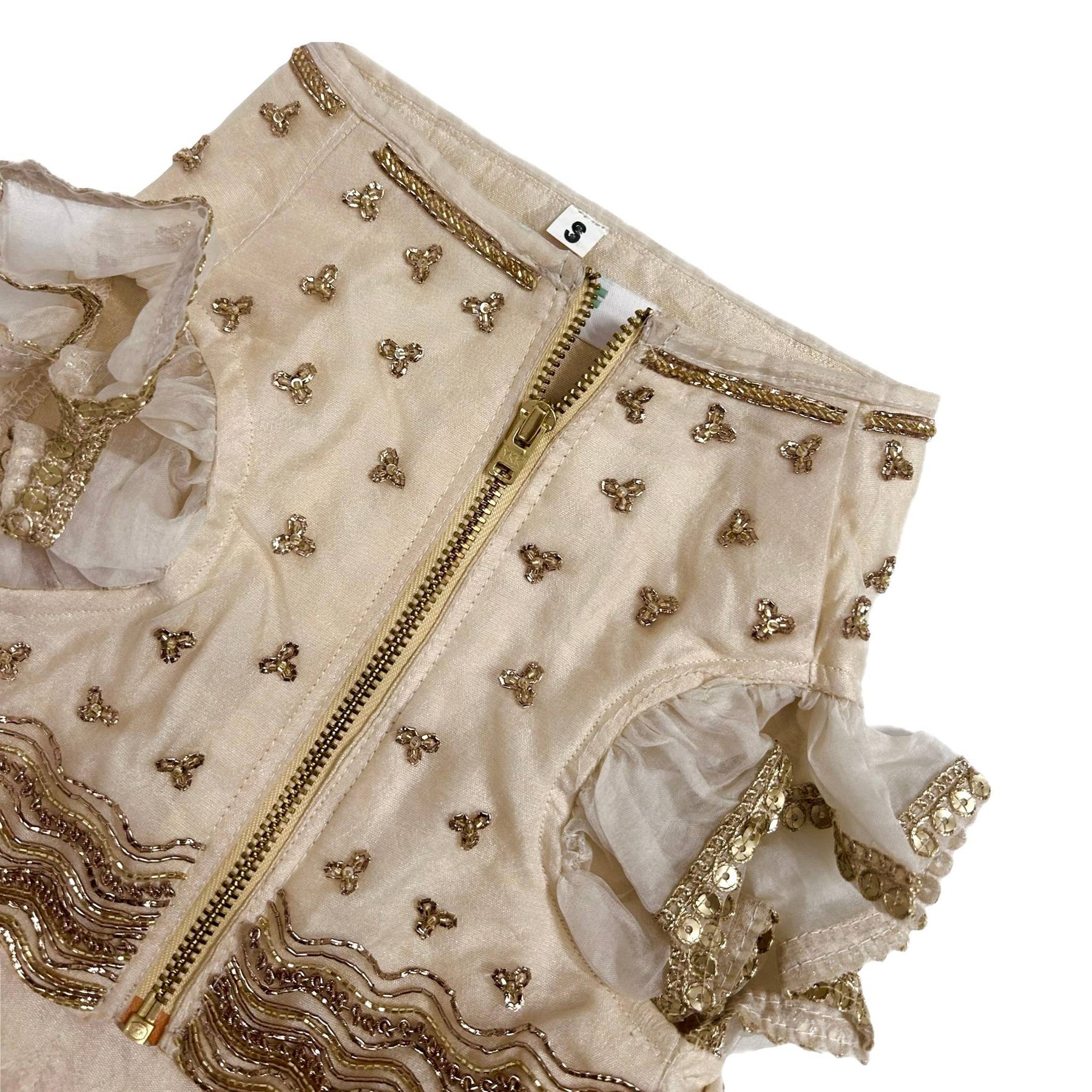 PETAL OFF-WHITE HAND EMBROIDERED DOG LEHENGA