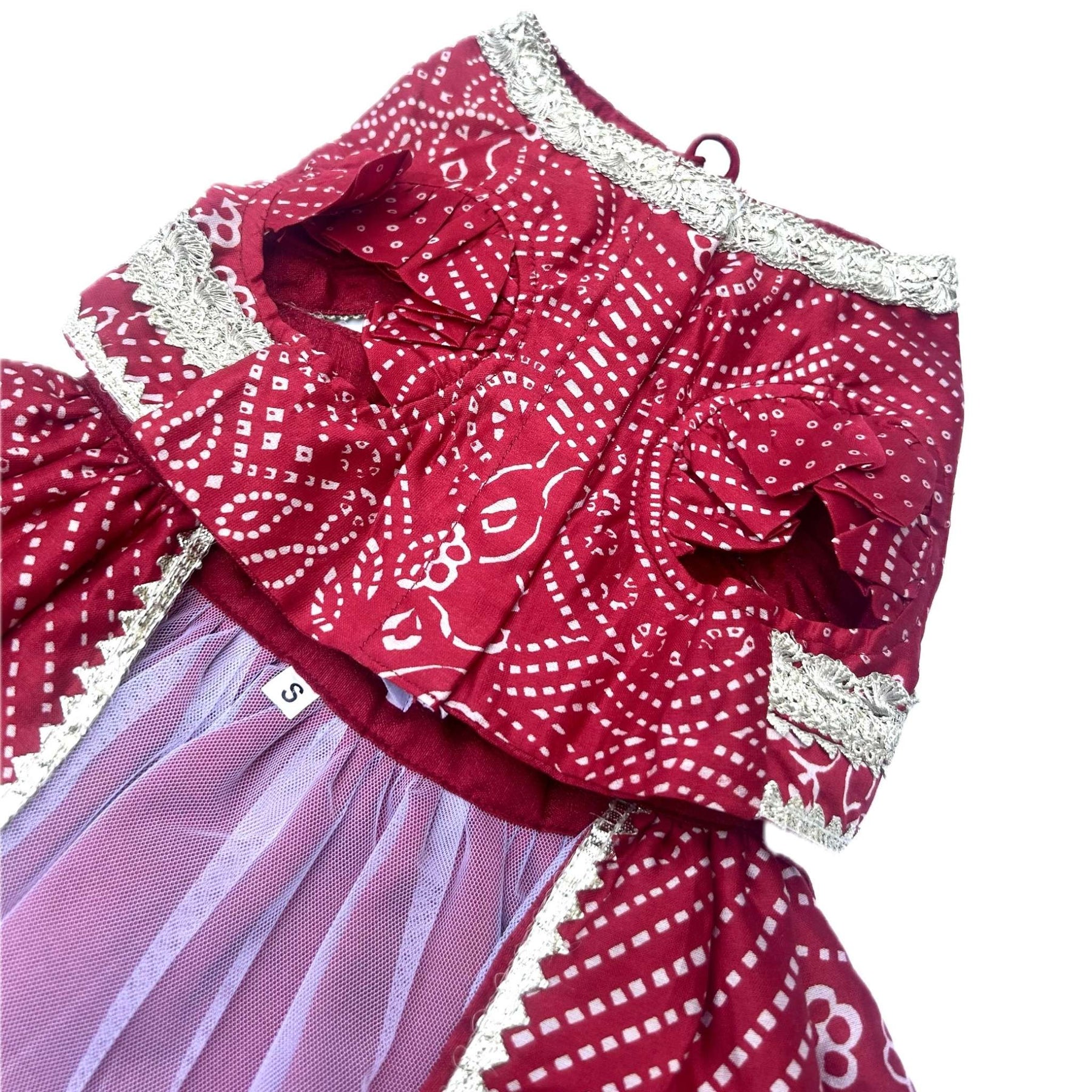 RED BANDHANI DOG LEHENGA